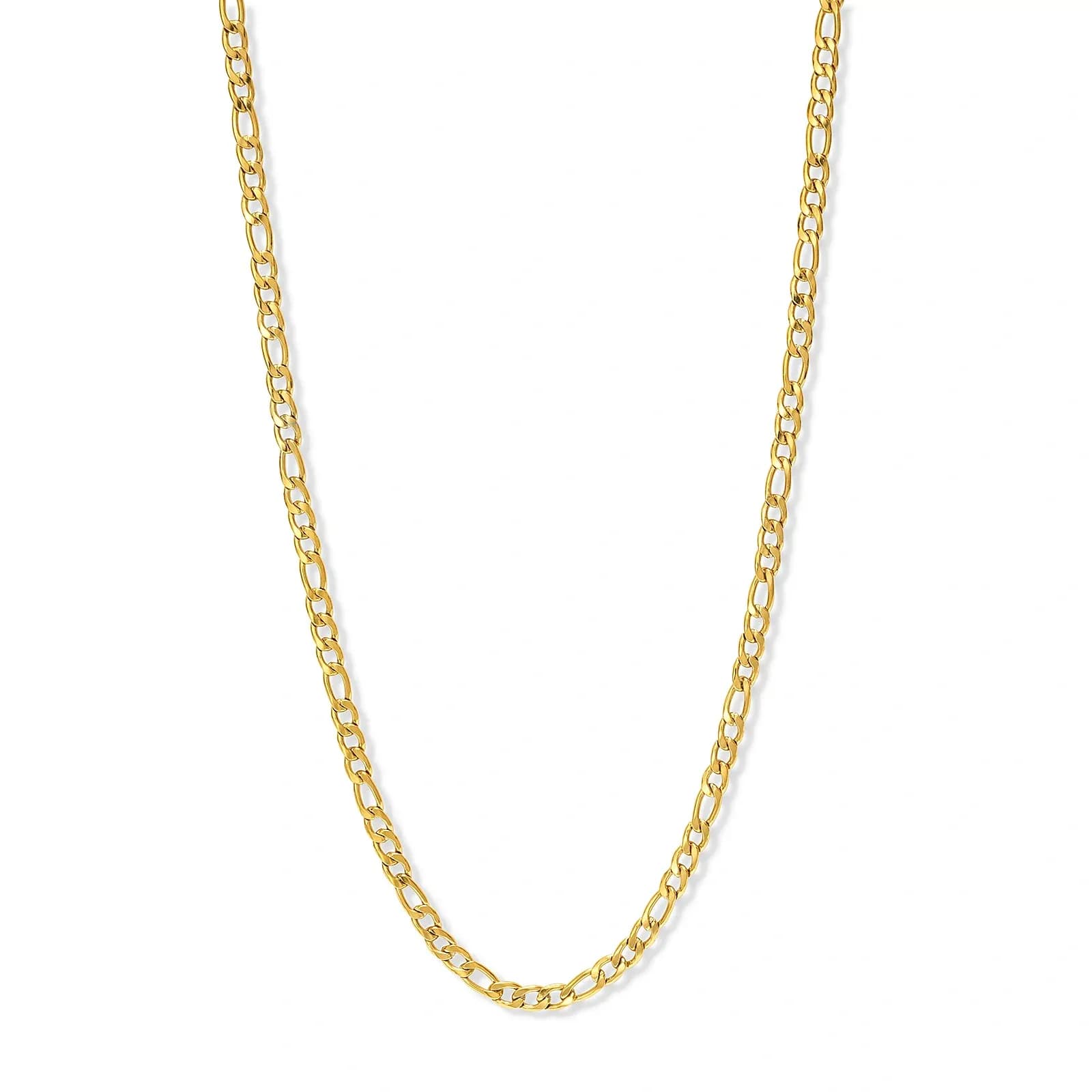 Guldpläterat stålhalsband figarolänk 5mm