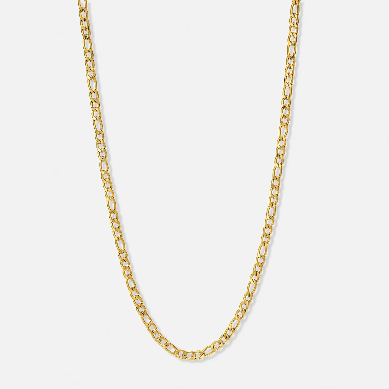 Guldpläterat stålhalsband figarolänk 5mm