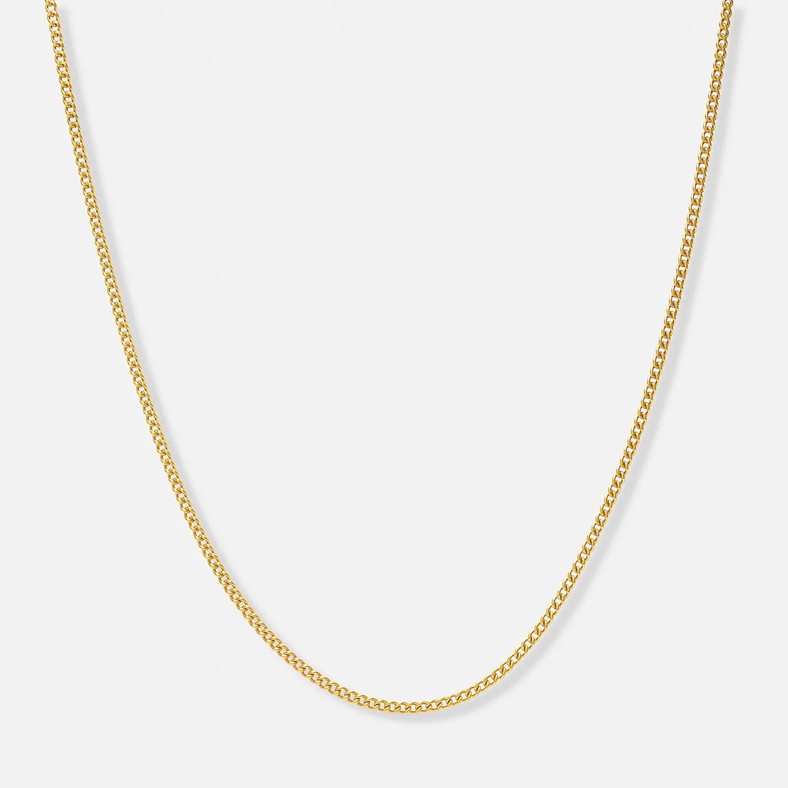 Guldpläterat stålhalsband pansarlänk 2 mm