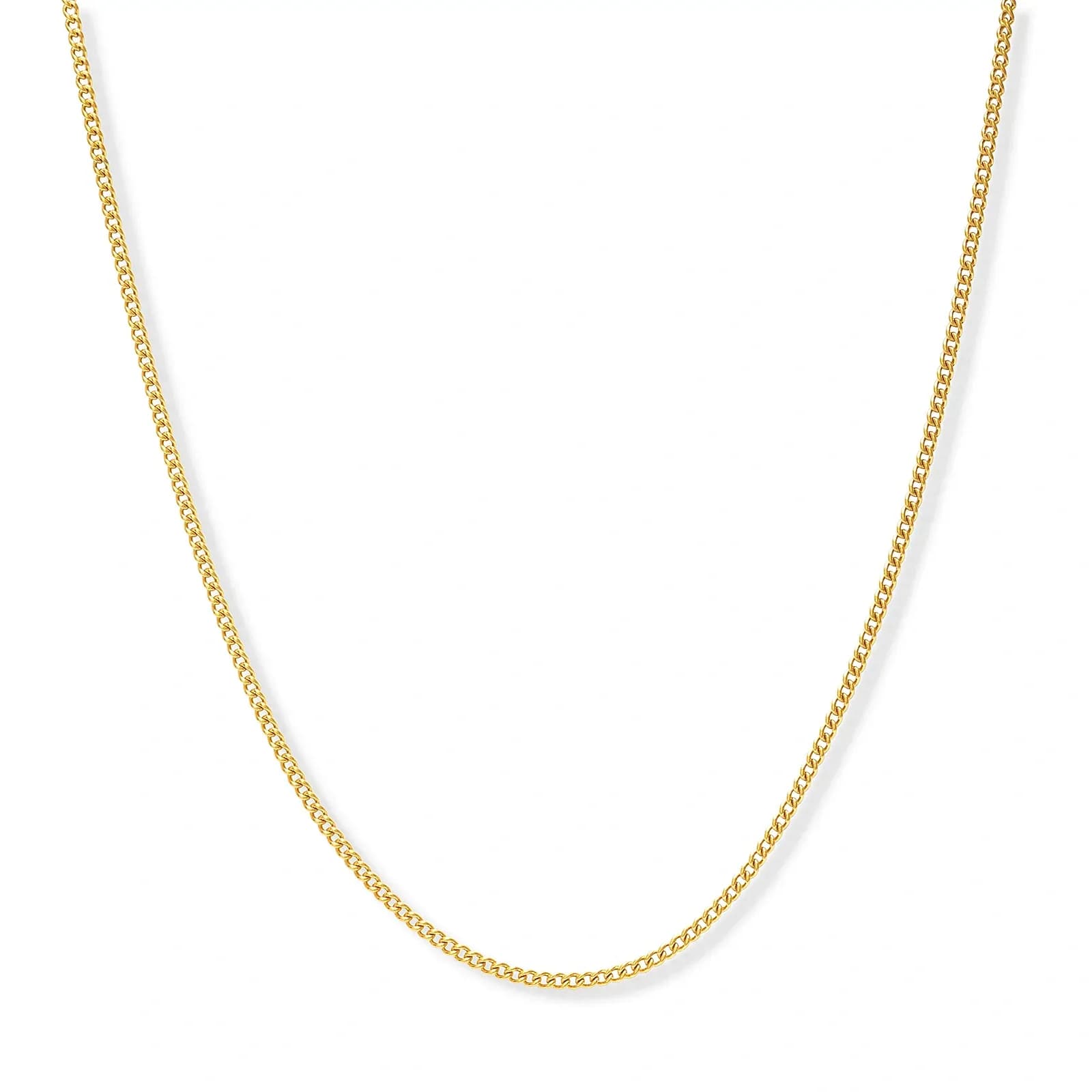 Guldpläterat stålhalsband pansarlänk 2 mm