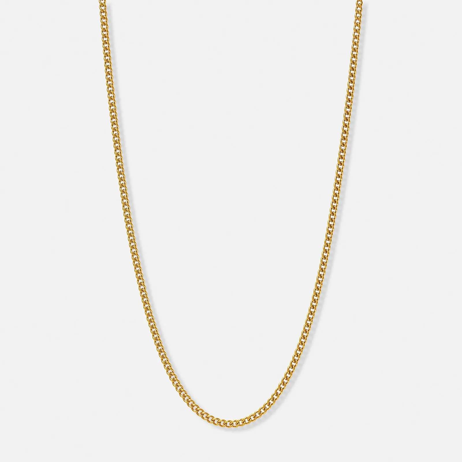 Guldpläterat stålhalsband pansarlänk 3 mm