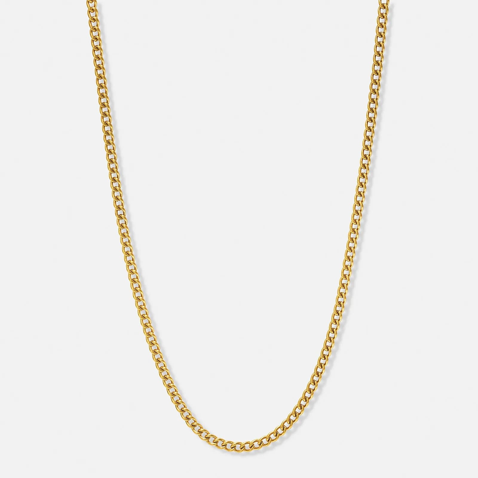 Guldpläterat stålhalsband pansarlänk 4 mm
