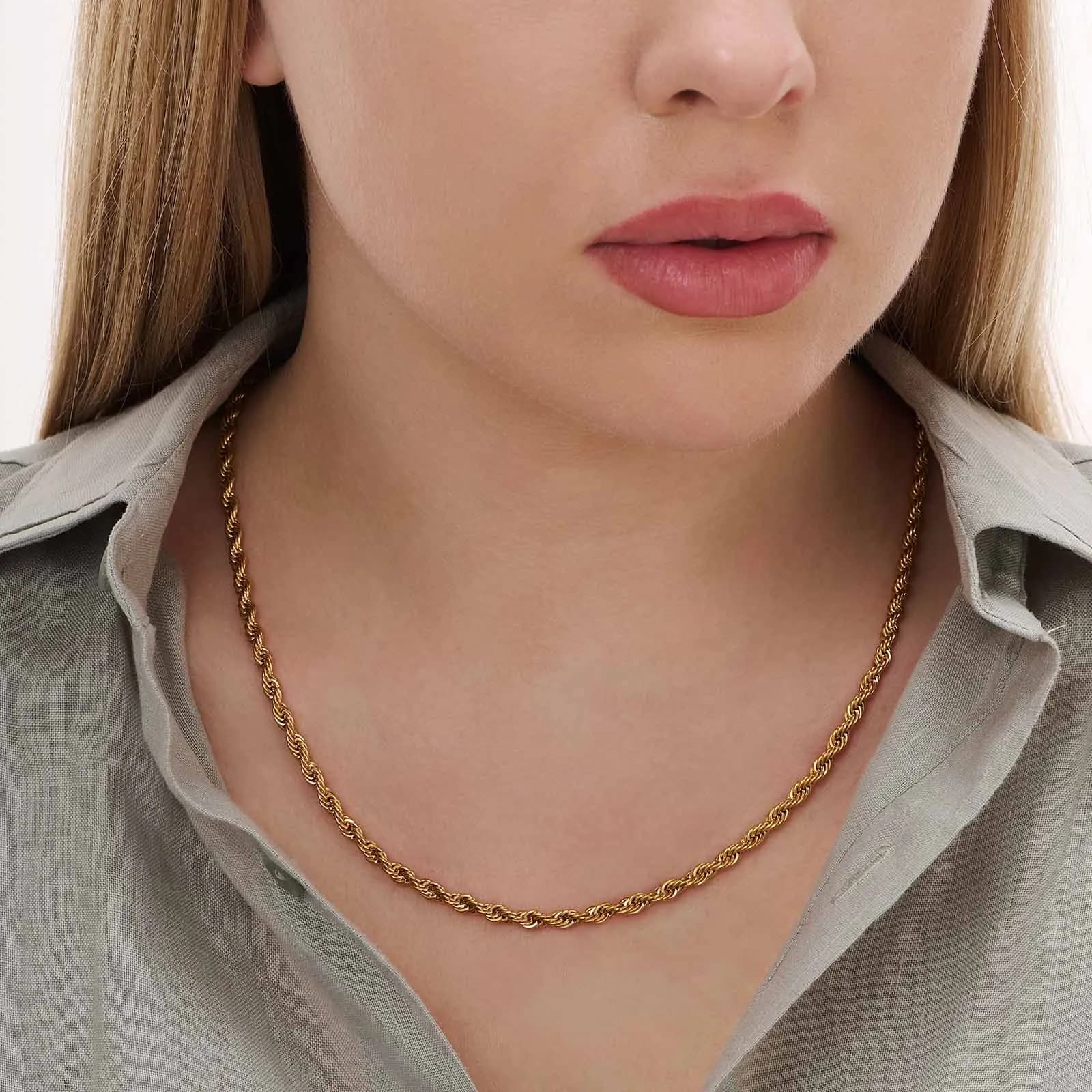 Guldpläterat stålhalsband replänk 4mm 2