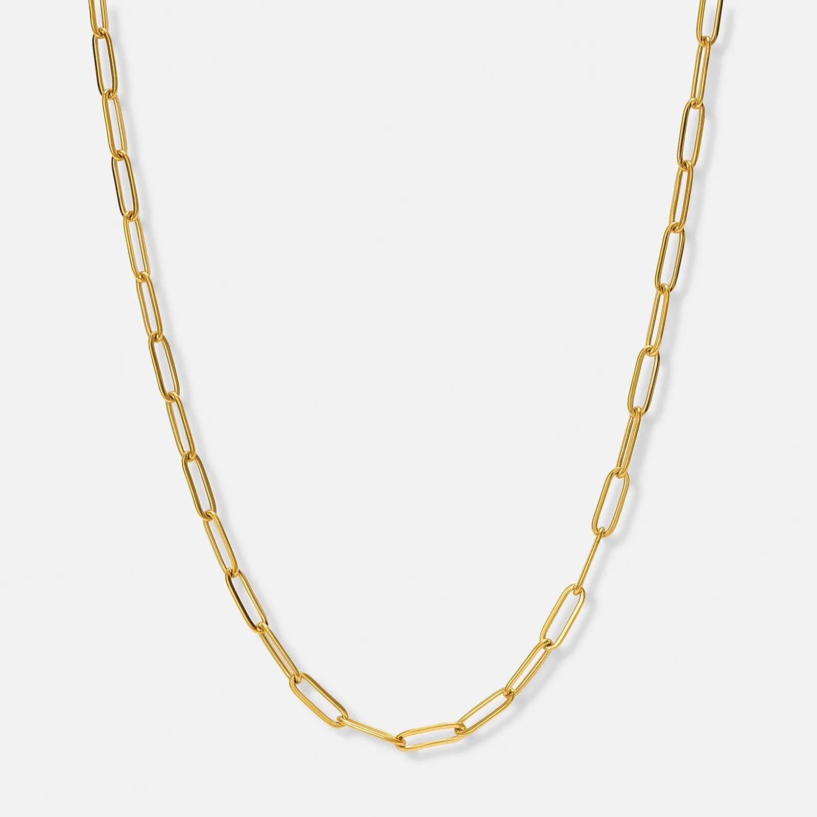Guldfärgat stålhalsband Paperclip 4 mm
