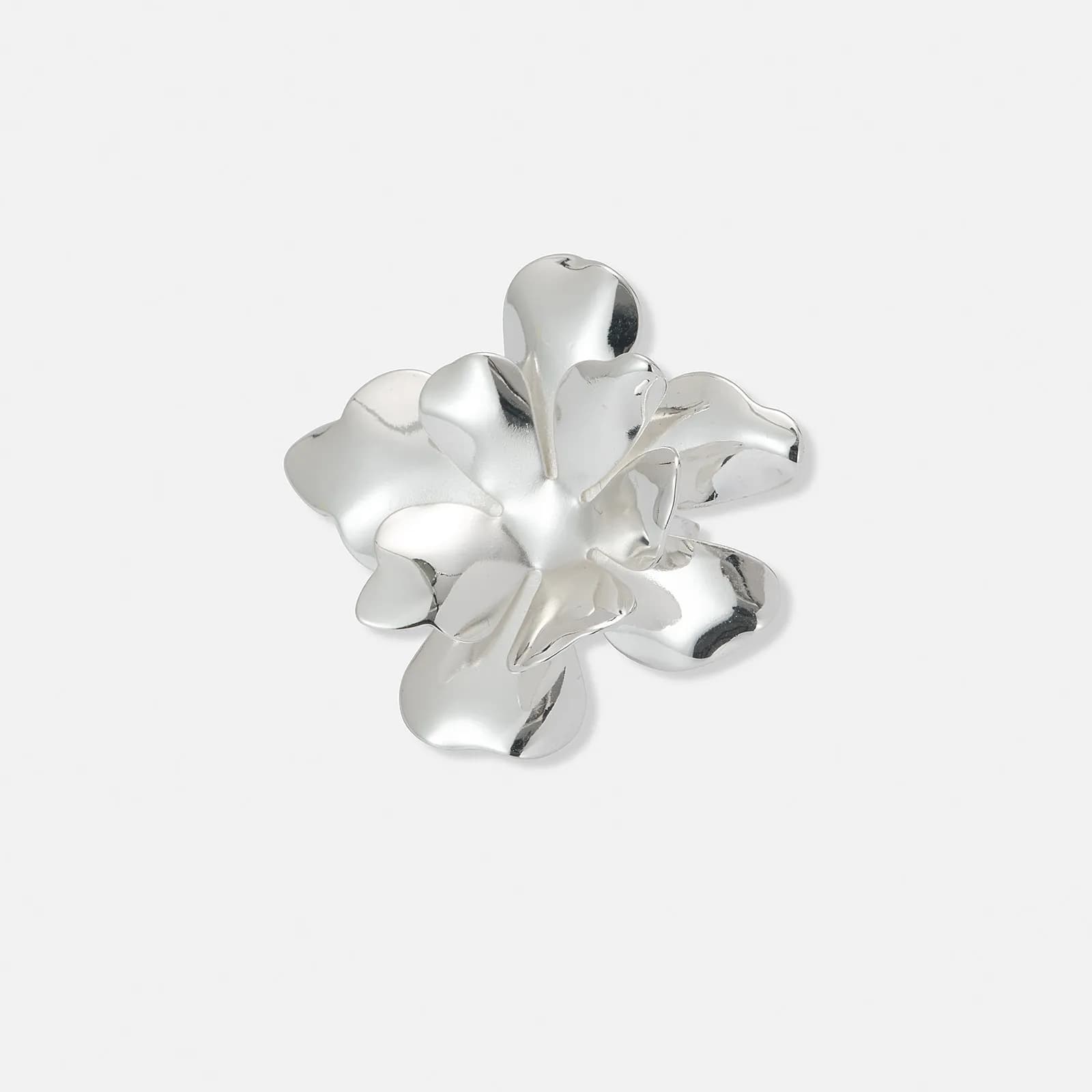 Silverpläterad ring med blomma, onesize