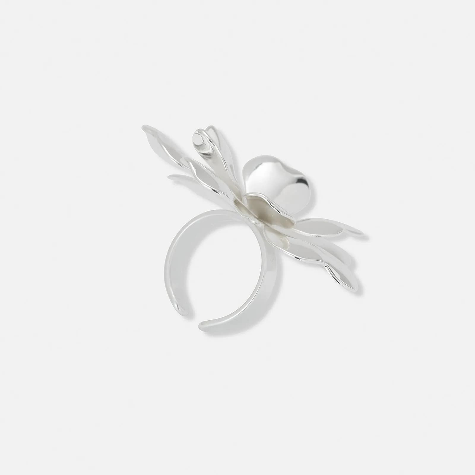 Silverpläterad ring med blomma, onesize 2