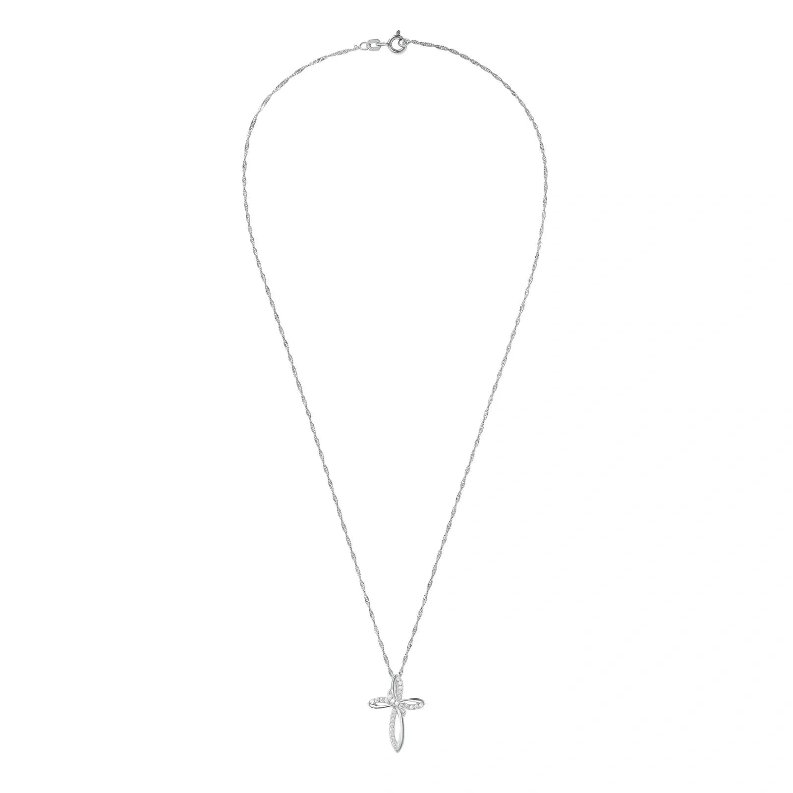 Silverhalsband, singaporekedja med snirkligt kors - 42 cm 3