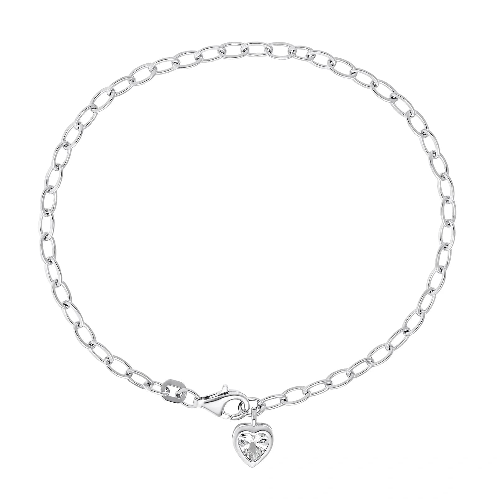 Silverarmband, pansarlänk med hjärta - 19 cm