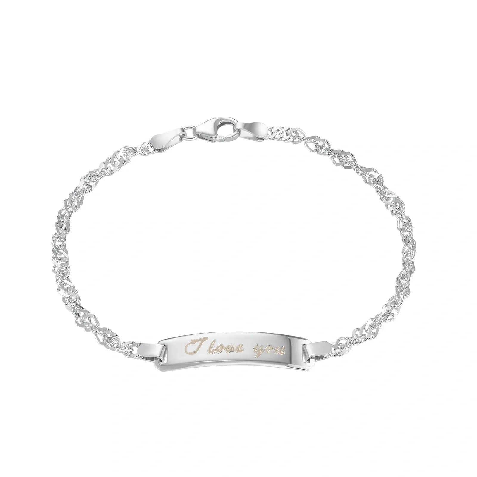 Silverarmband - bricka med text, 18 cm