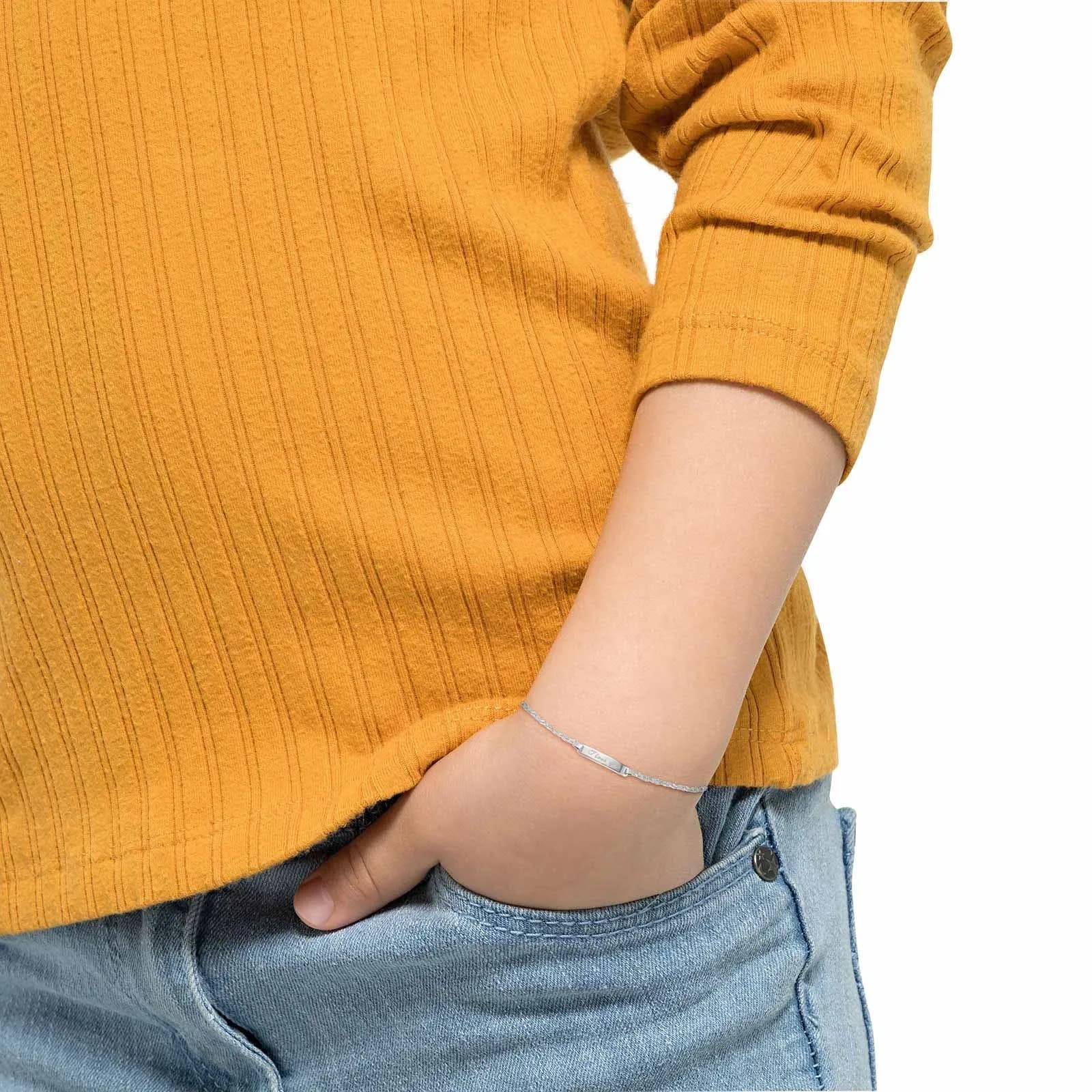 Silverarmband - bricka med text, 18 cm 2