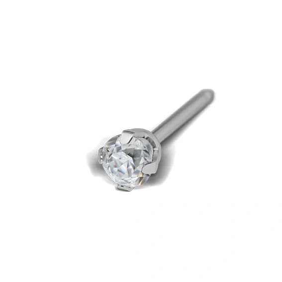 STUDEX - 1st örhänge 9k vitguld, Kubisk Zirkonia, 3mm