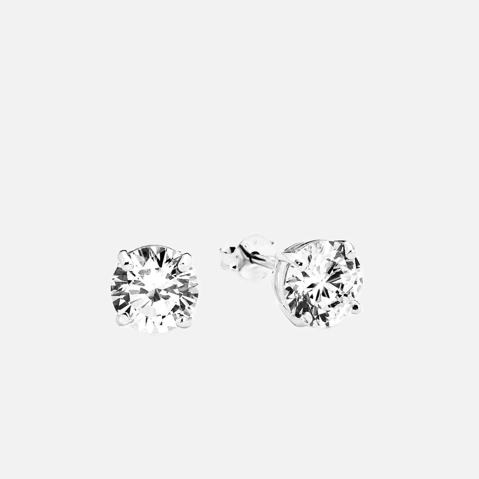 Silverörhängen, studs runda vita stenar - 7 mm