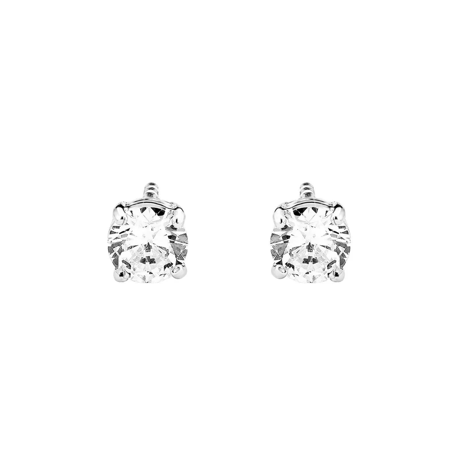 Silverörhängen, studs runda vita stenar - 7 mm 3