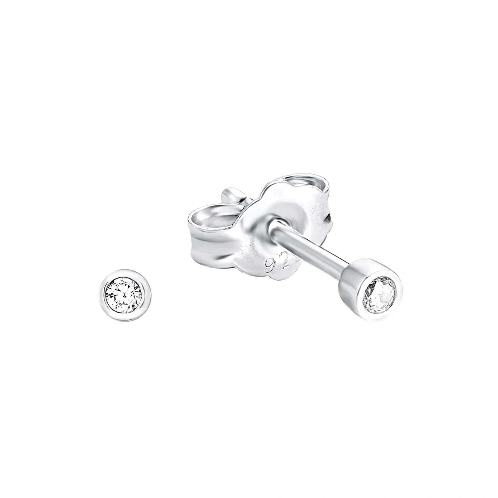 Silverörhängen - bezelinfattade Kubisk Zirkonia, 3 mm