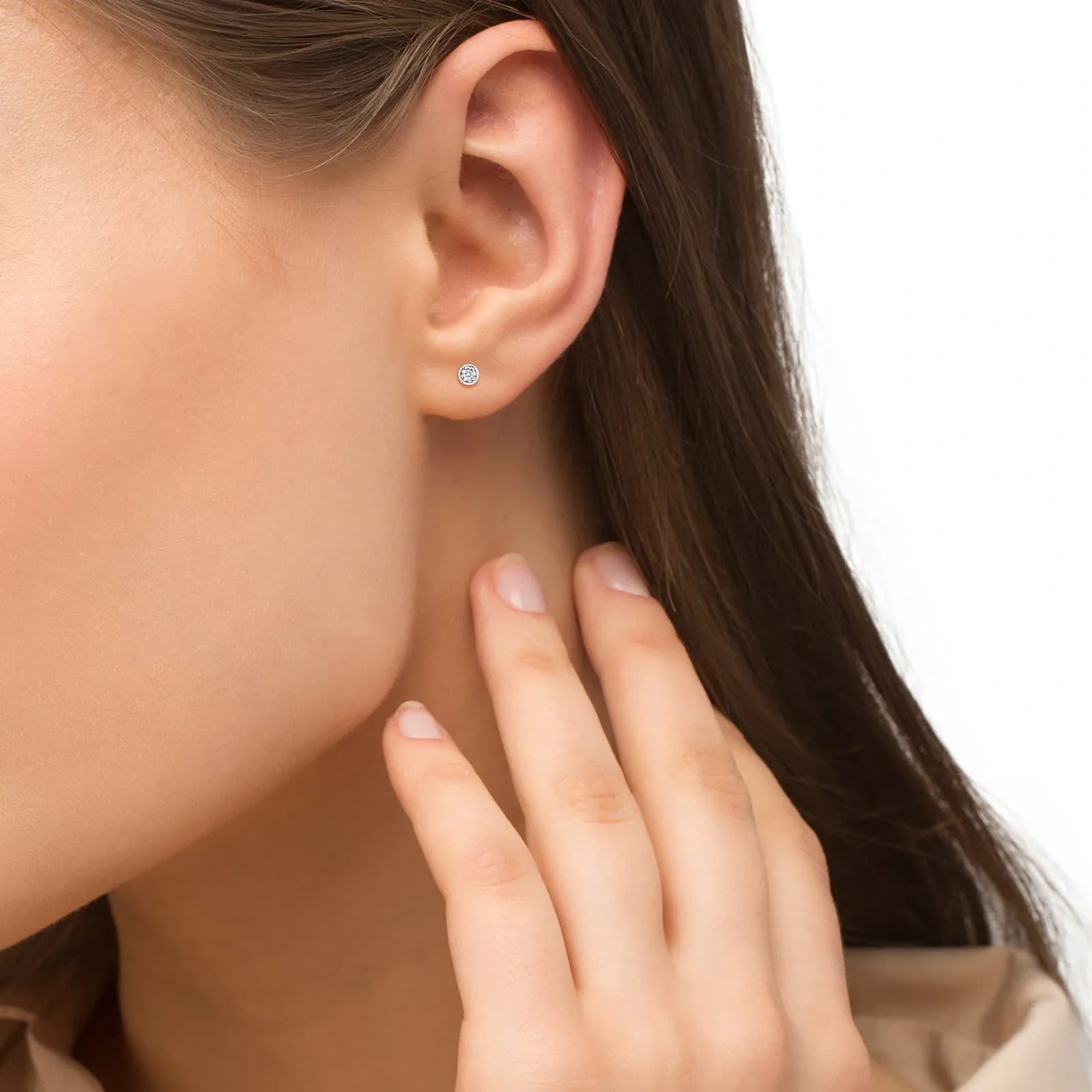 Silverörhängen - studs, Kubisk Zirkonia 3 mm 2
