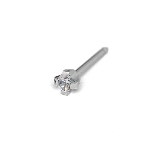 STUDEX - 1st örhänge 9k vitguld, Kubisk Zirkonia, 2mm