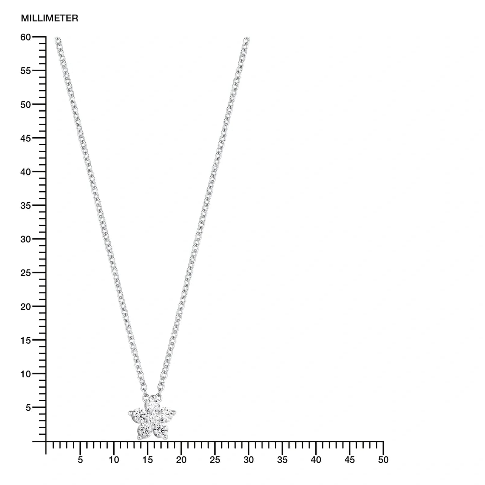 Silverhalsband, hängande stjärna med vita stenar - 42–45 cm 3