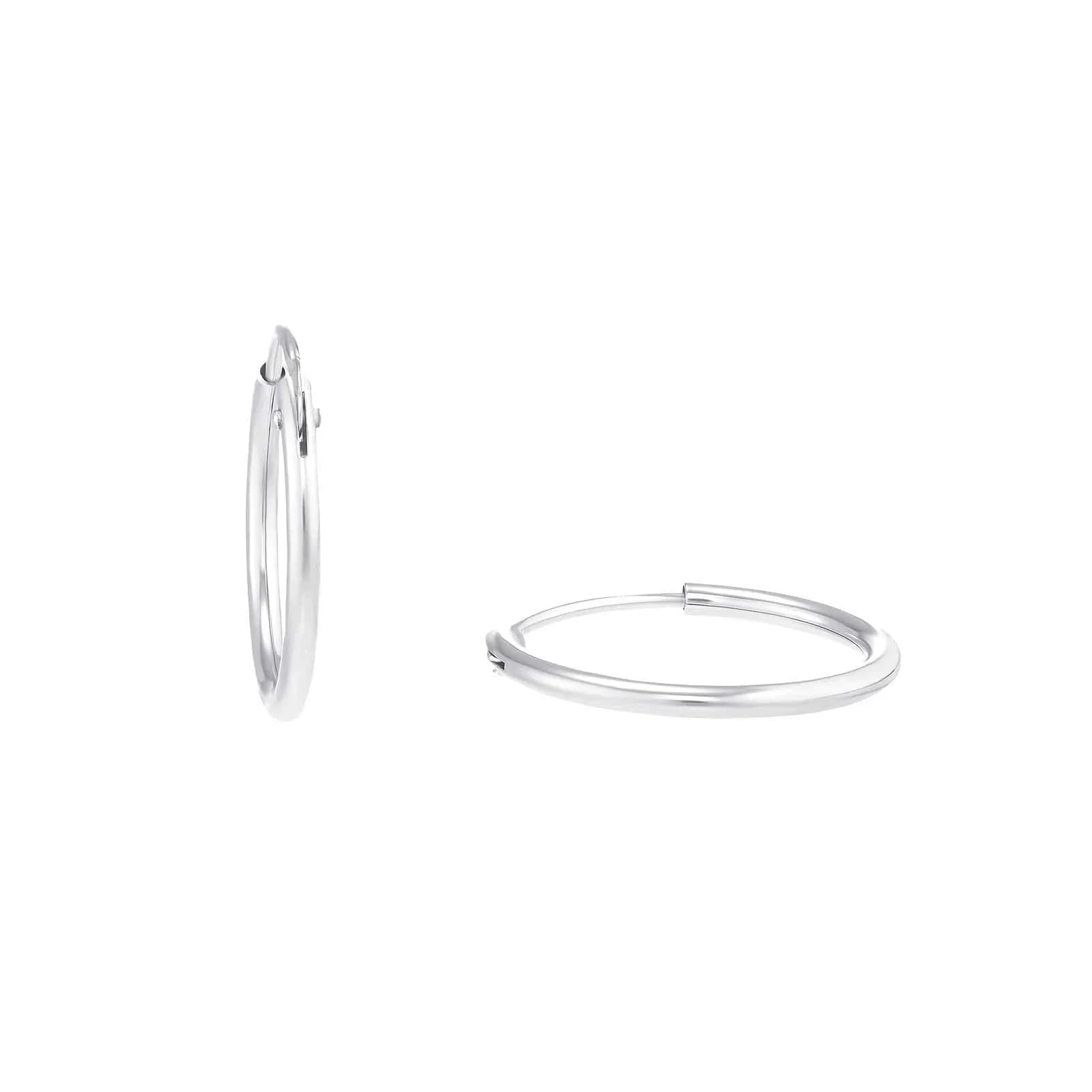 Silverörhängen - rörformade hoops, 14 mm