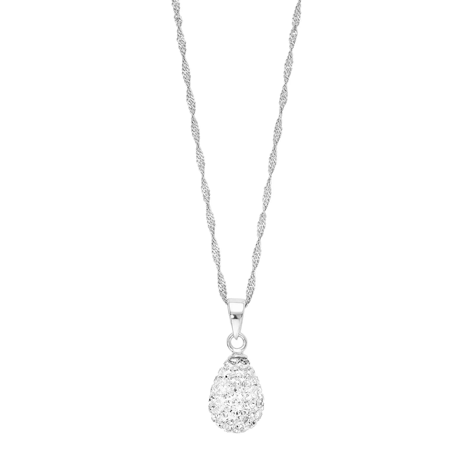 Silverhalsband, singaporekedja med droppformad sten - 42 cm 2