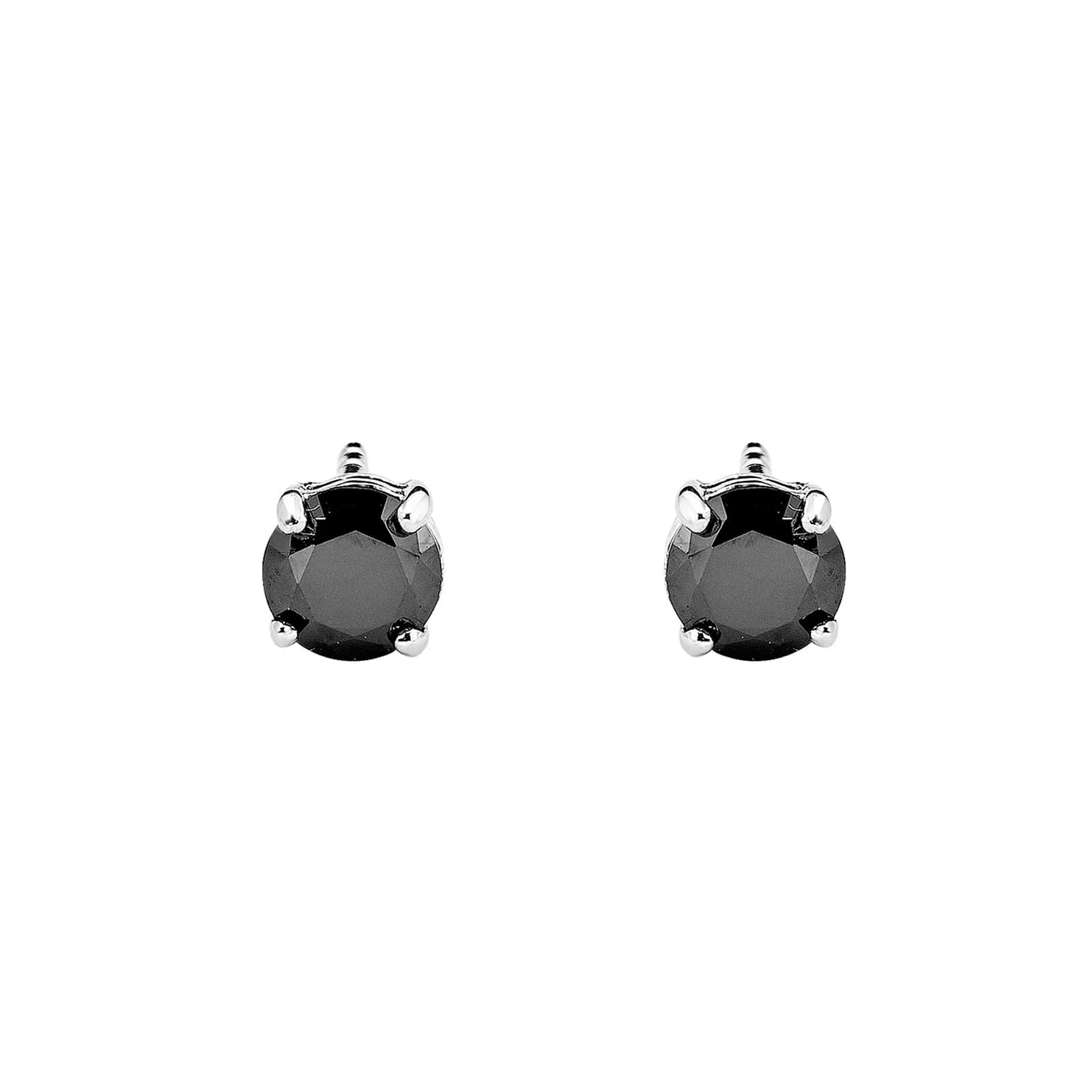 Silverörhängen - kloinfattade svart Zirkonia 5 mm 2