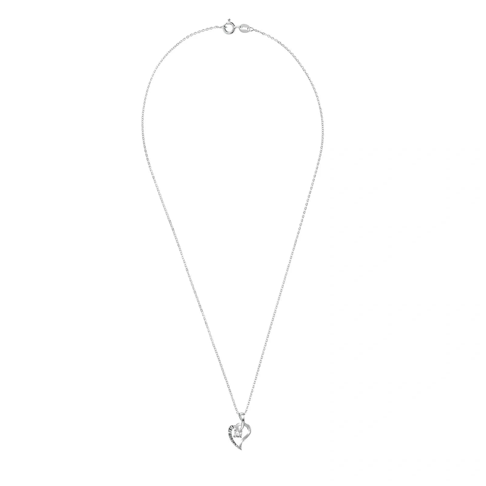 Silverhalsband, öppet hjärta med vita stenar - 42 cm 3