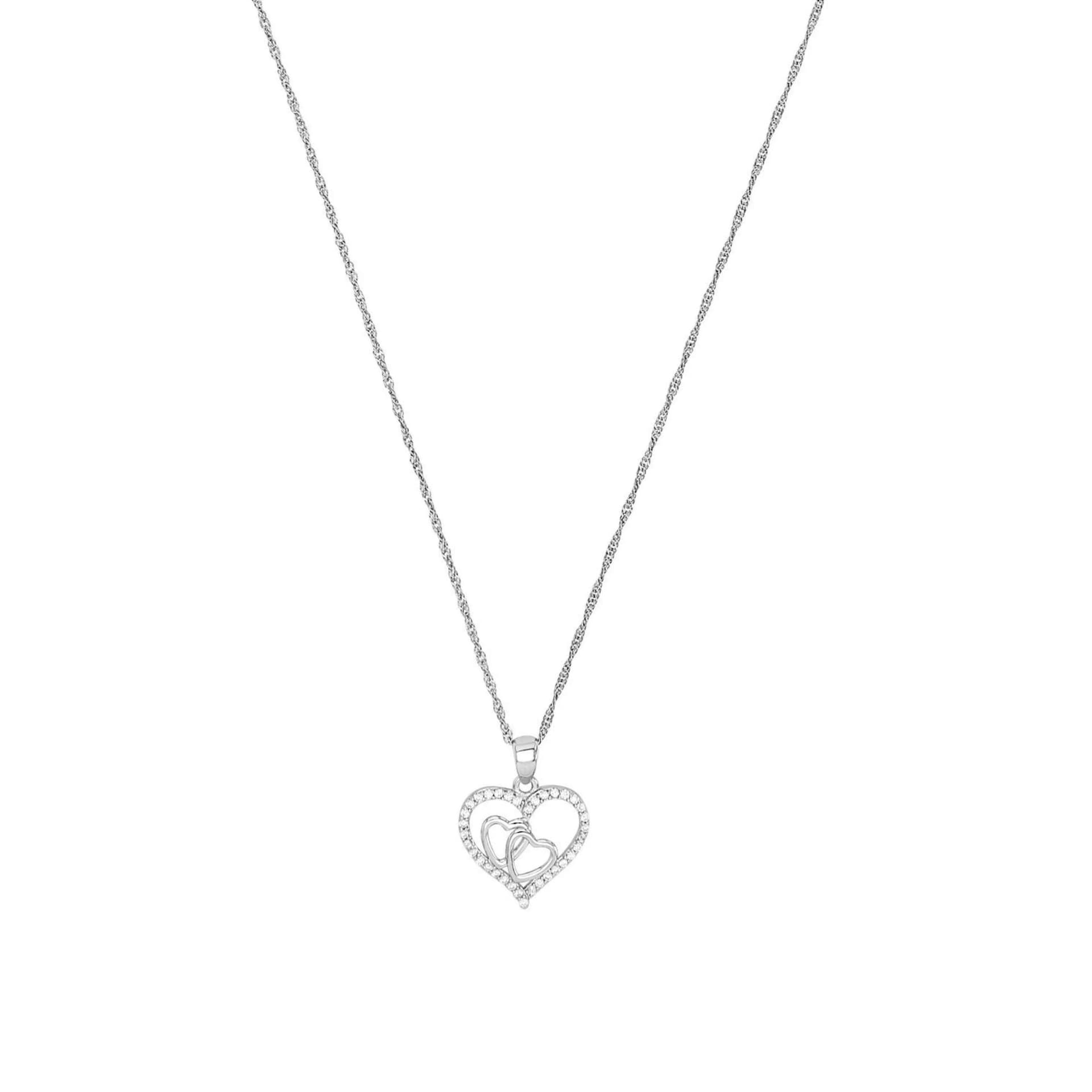 Silverhalsband, tre rörliga hjärtan - 42 cm