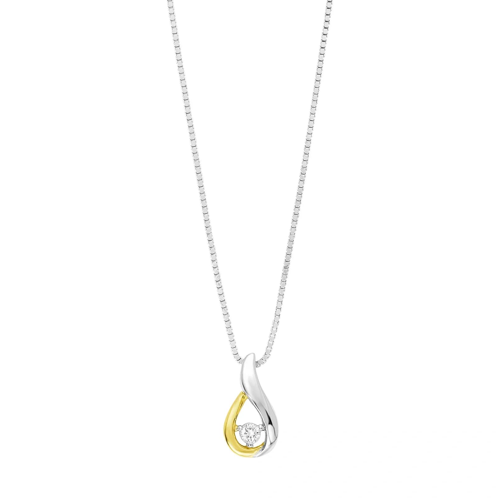 Silverhalsband, droppe i bicolor (silver & guld) - 42 cm 2