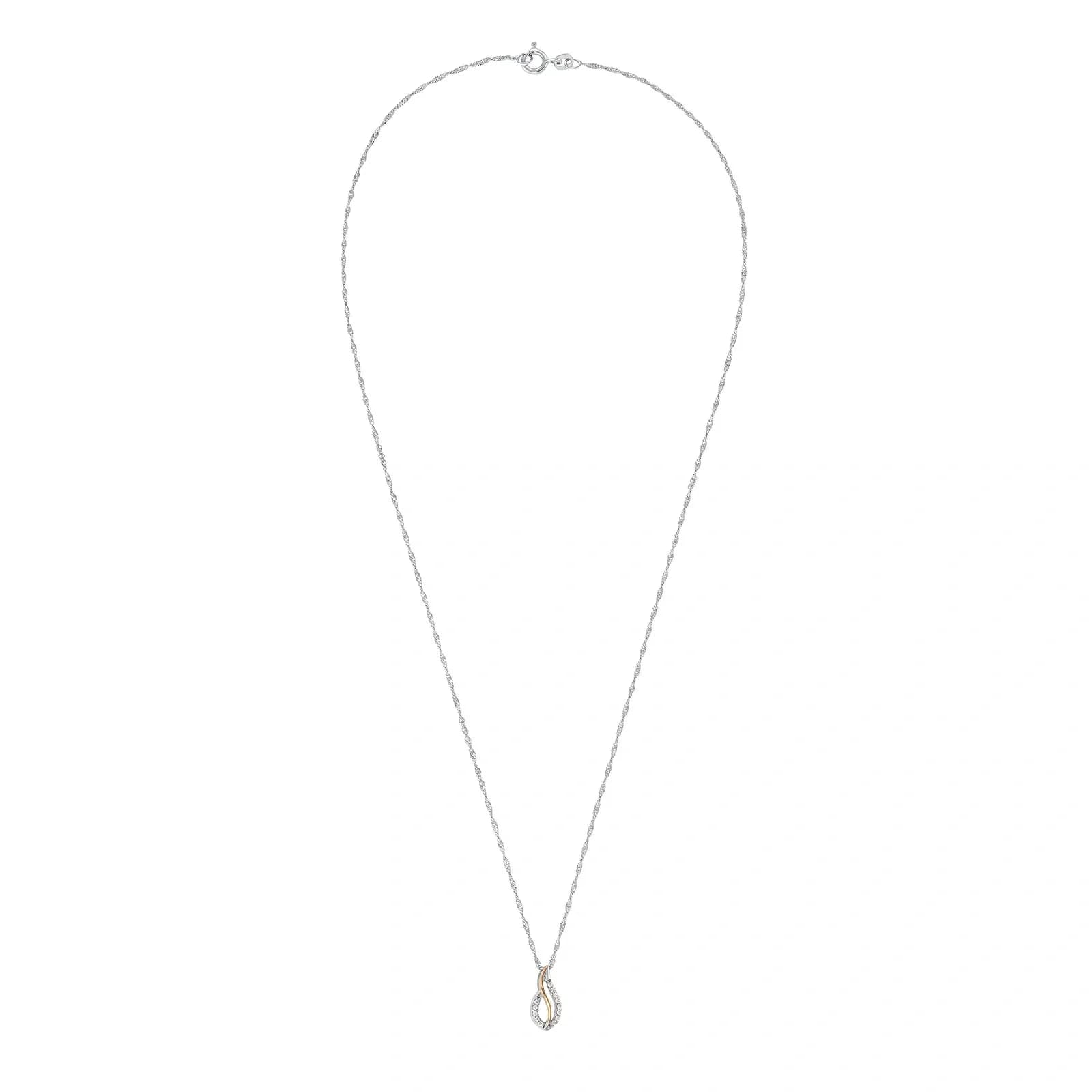 Silverhalsband - Singapore & bicolor droppe, 45 cm 3