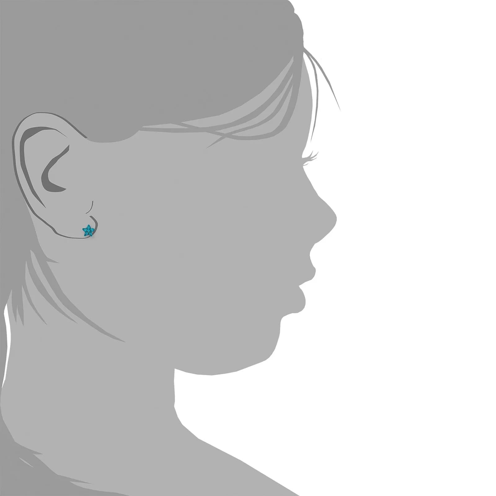 Silverörhängen, studs stjärna med turkosa stenar - 6 mm 2