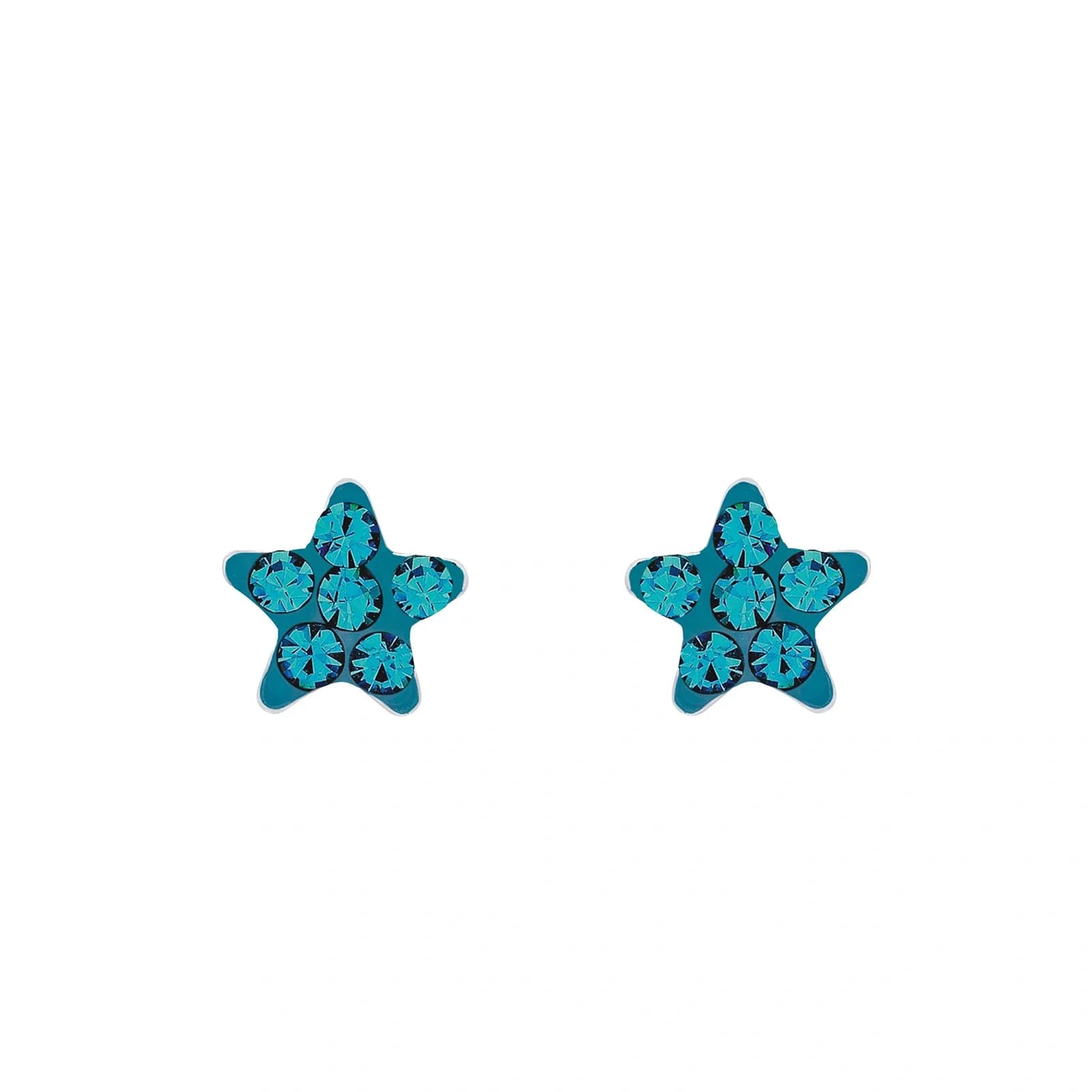 Silverörhängen, studs stjärna med turkosa stenar - 6 mm 4