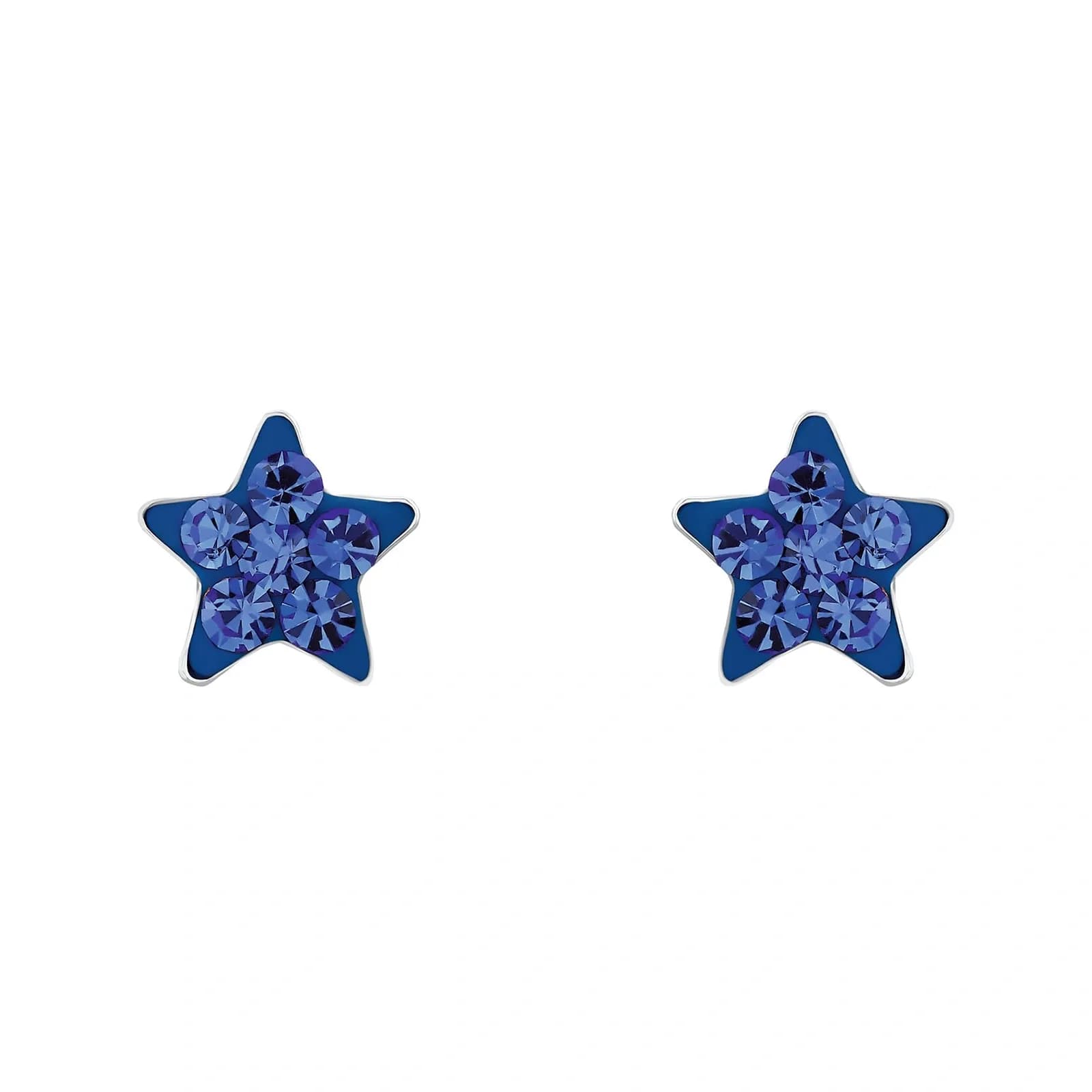 Silverörhängen barn, studs blå stjärnor - 6 mm 3