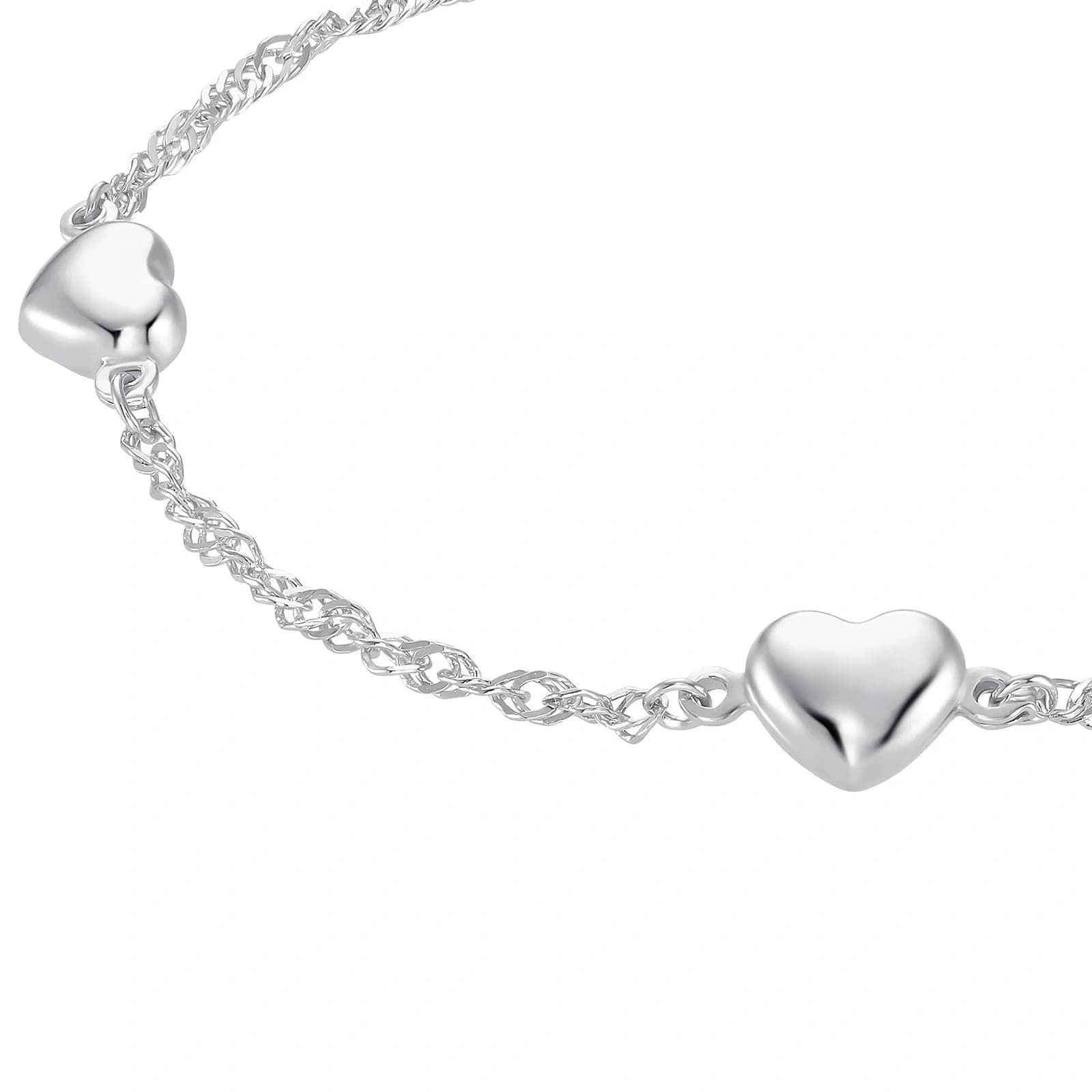 Silverarmband barn -  hjärtan, 14+2 cm 3