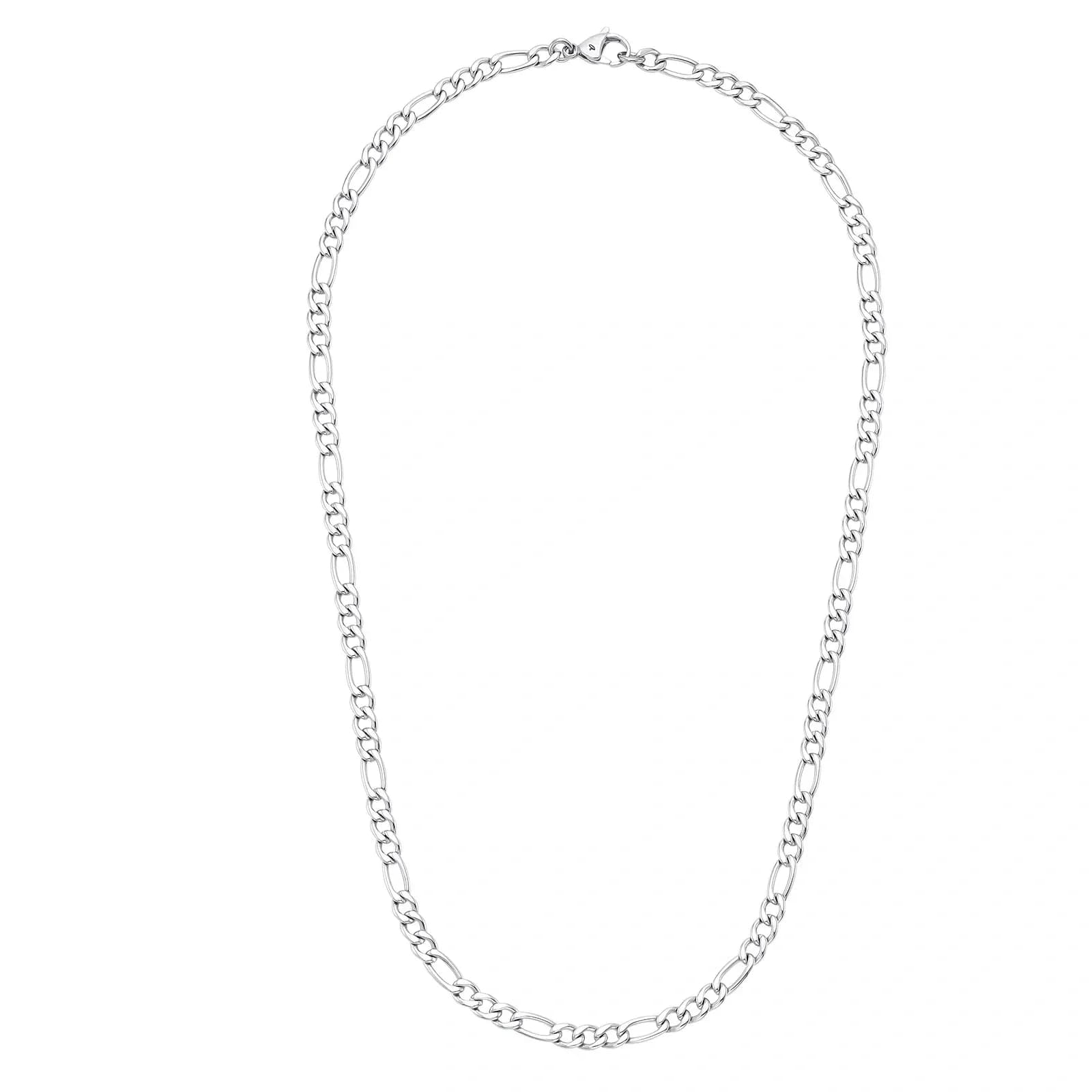Halsband i rostfritt stål, figarokedja - 55 cm / 6 mm