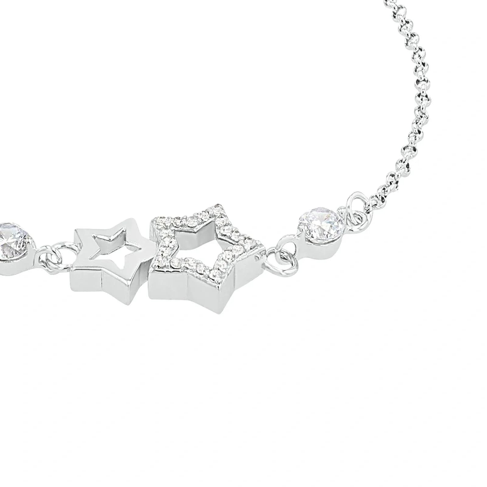 Silverarmband, ankarlänk med hängande stjärnor - 17–19 cm 2