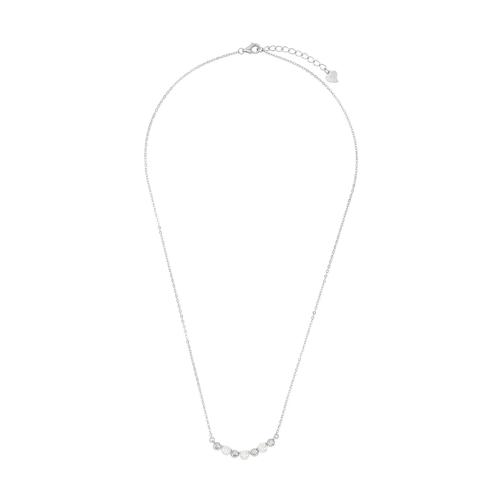 Silverhalsband, odlade pärlor och vita stenar - 42–45 cm 2