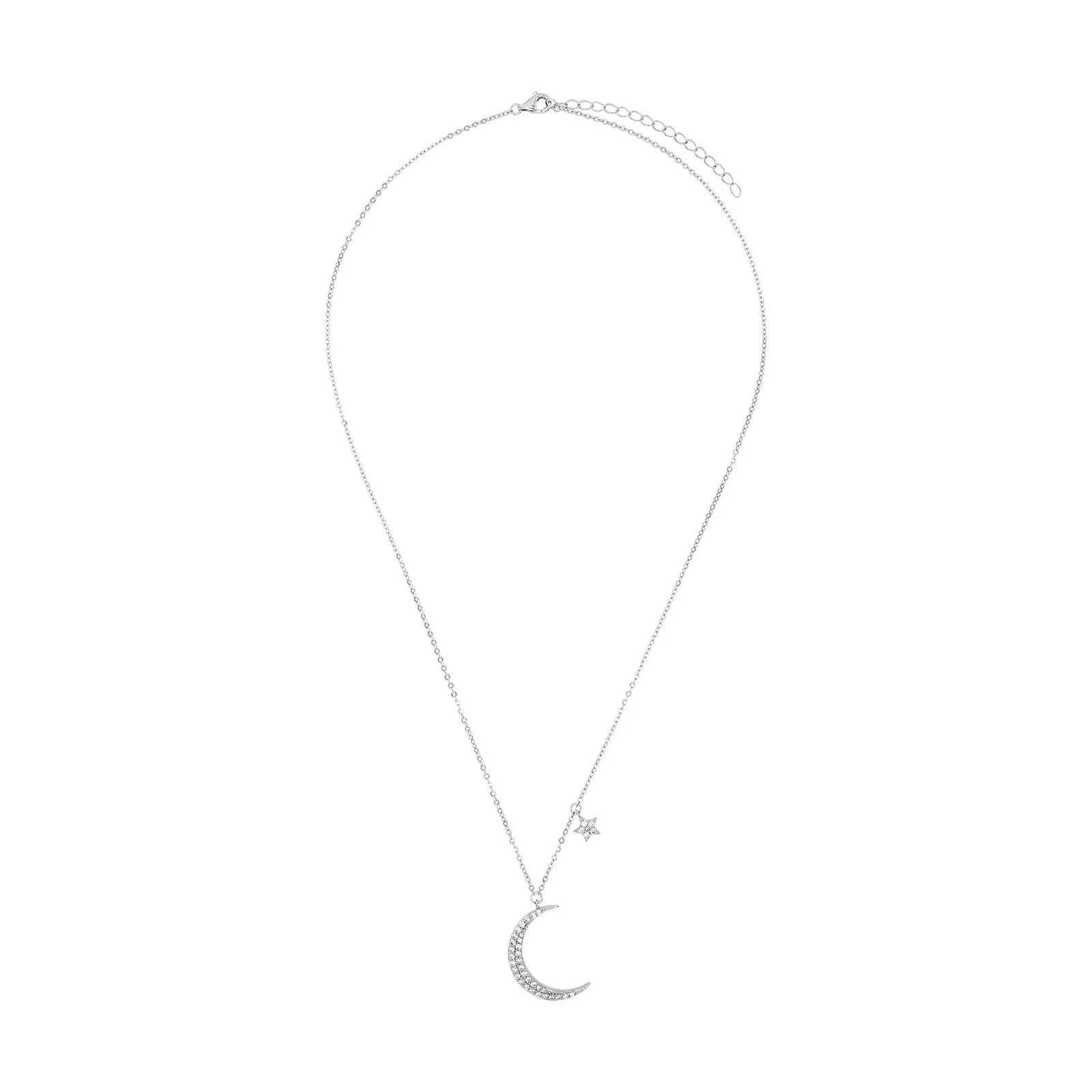 Silverhalsband, rektangel med vita stenar - 45–50 cm 2