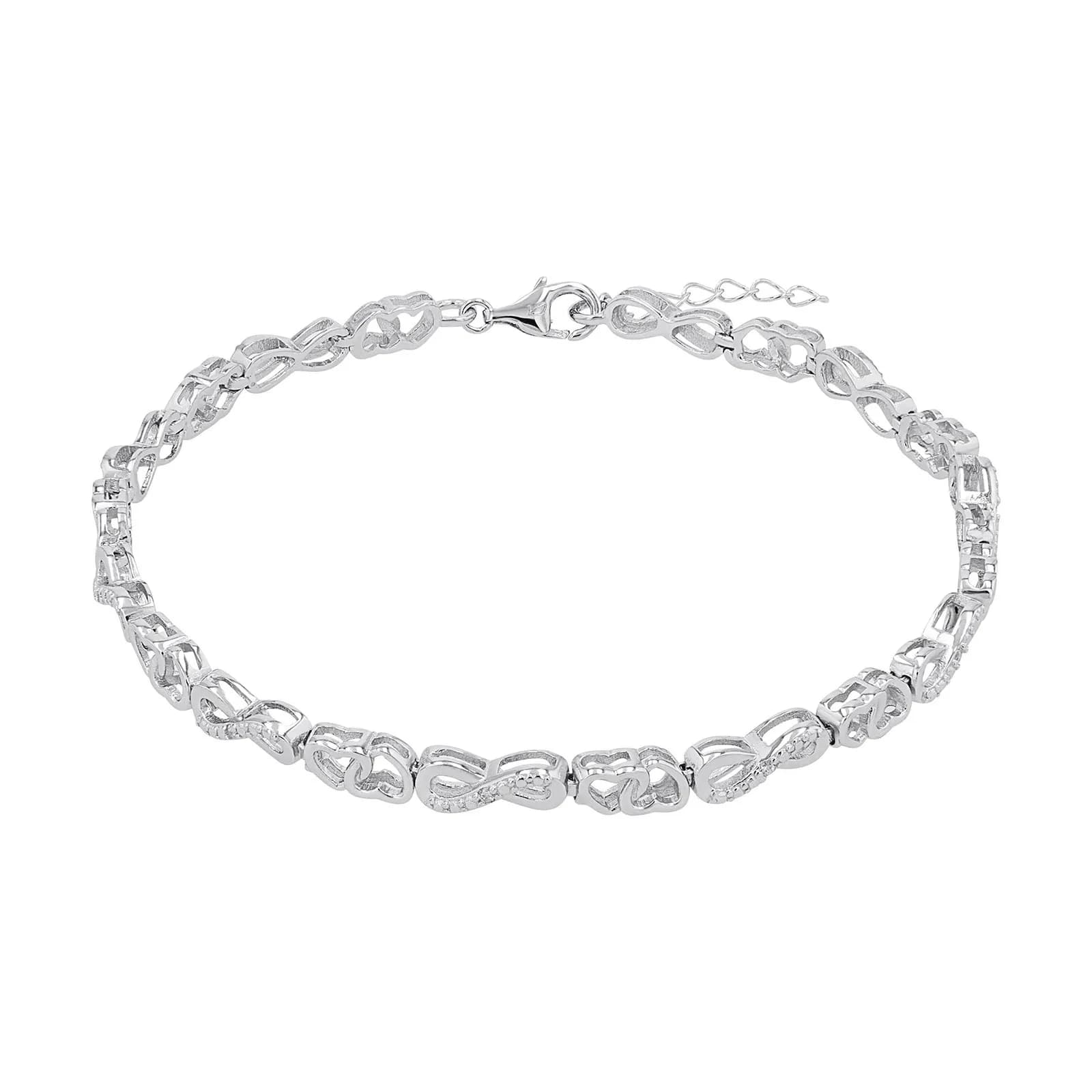 Silverarmband, ankarlänk med hjärtan och infinitysymbol - 19–21 cm