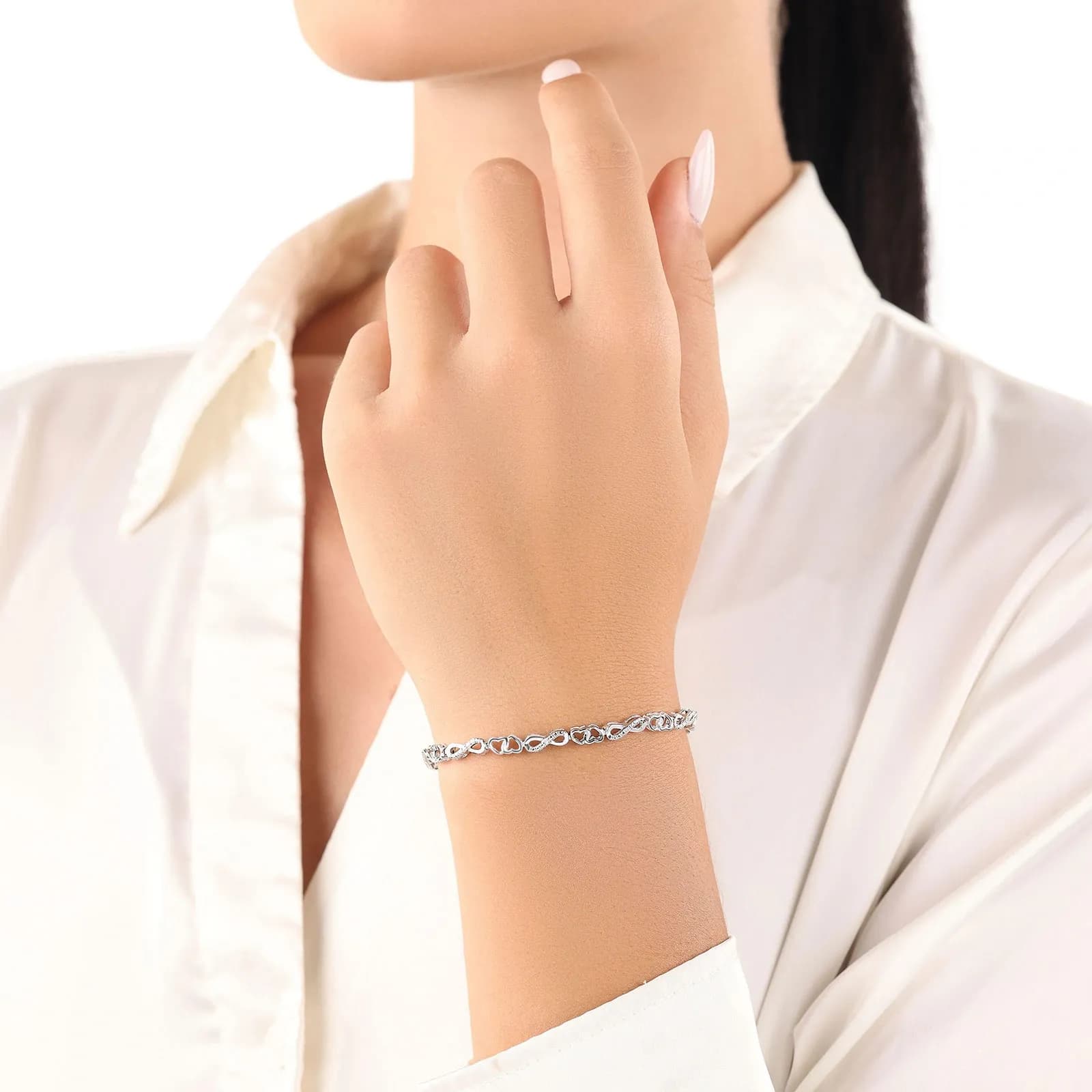 Silverarmband, ankarlänk med hjärtan och infinitysymbol - 19–21 cm 3