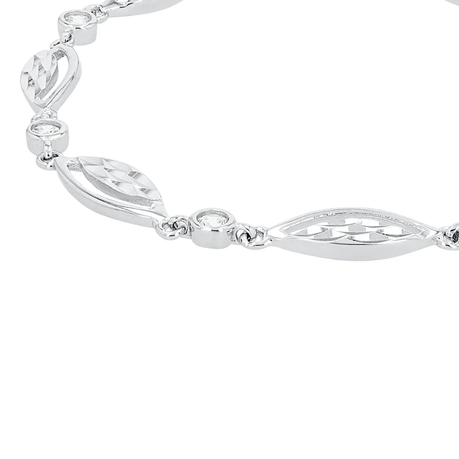 Silverarmband, länk med fasetterade ovaler och stenar - 16–20 cm 2