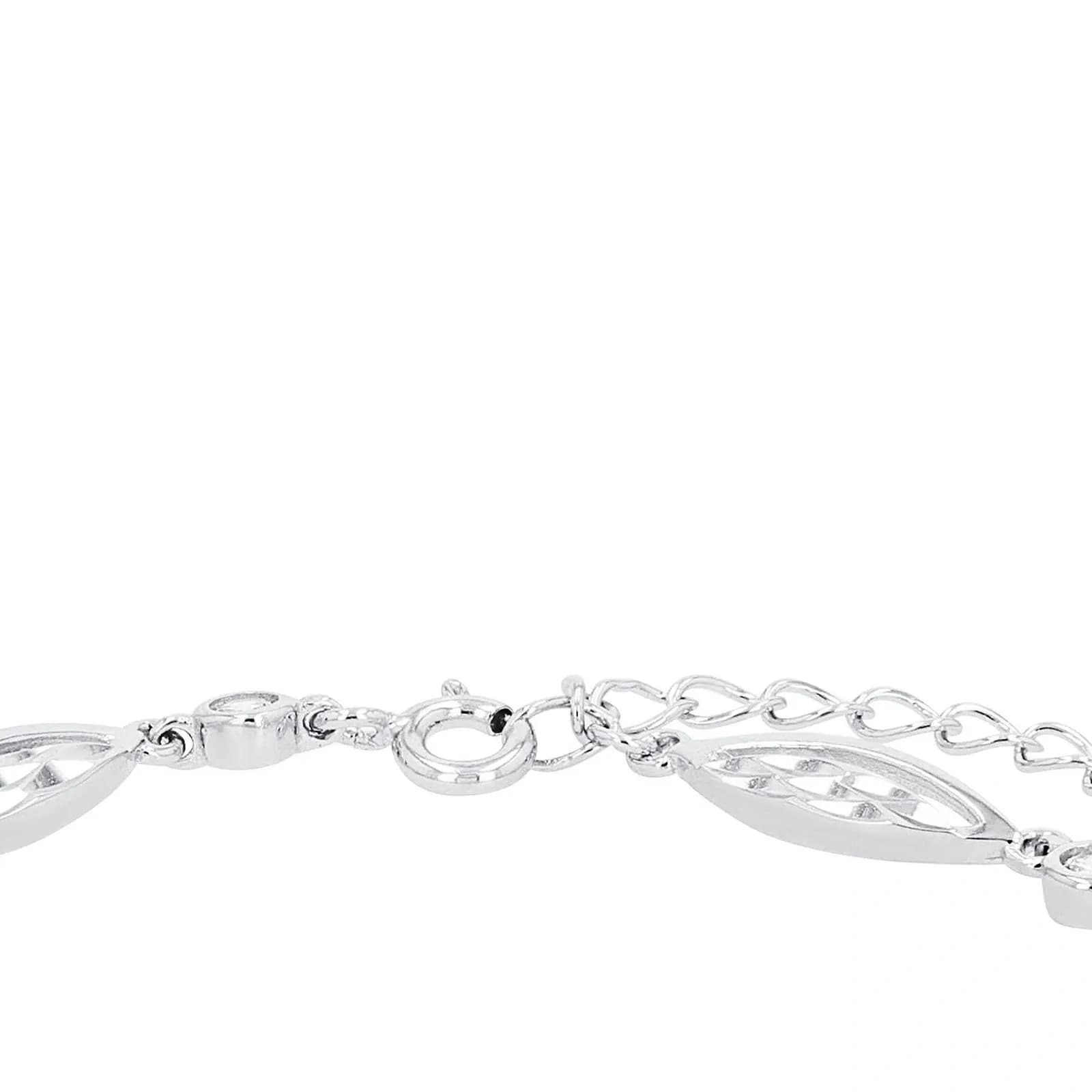 Silverarmband, länk med fasetterade ovaler och stenar - 16–20 cm 5