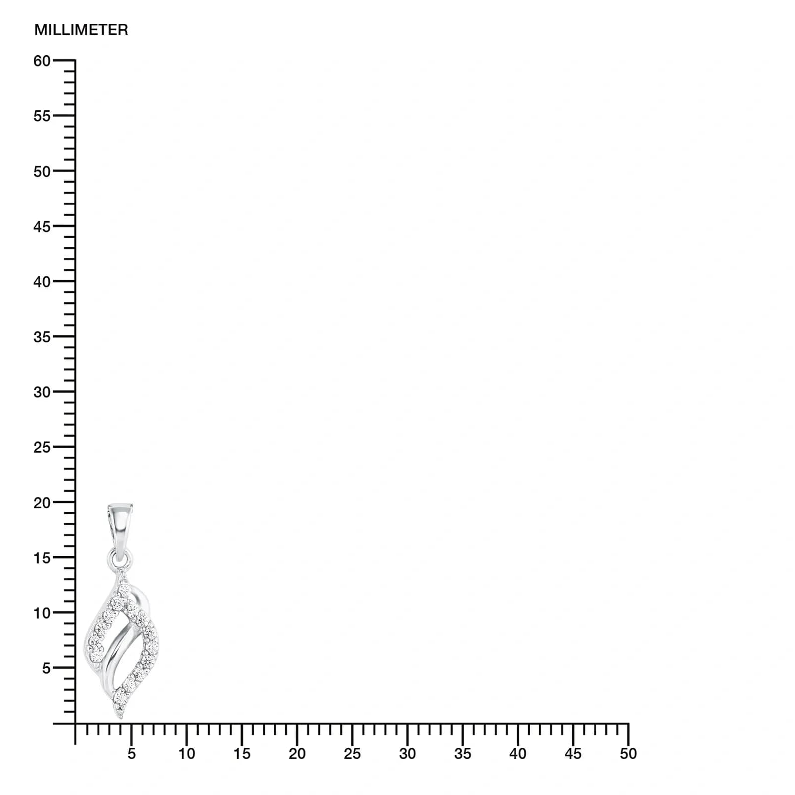 Silverhalsband - löv, Kubisk Zirkonia, 42 cm 3