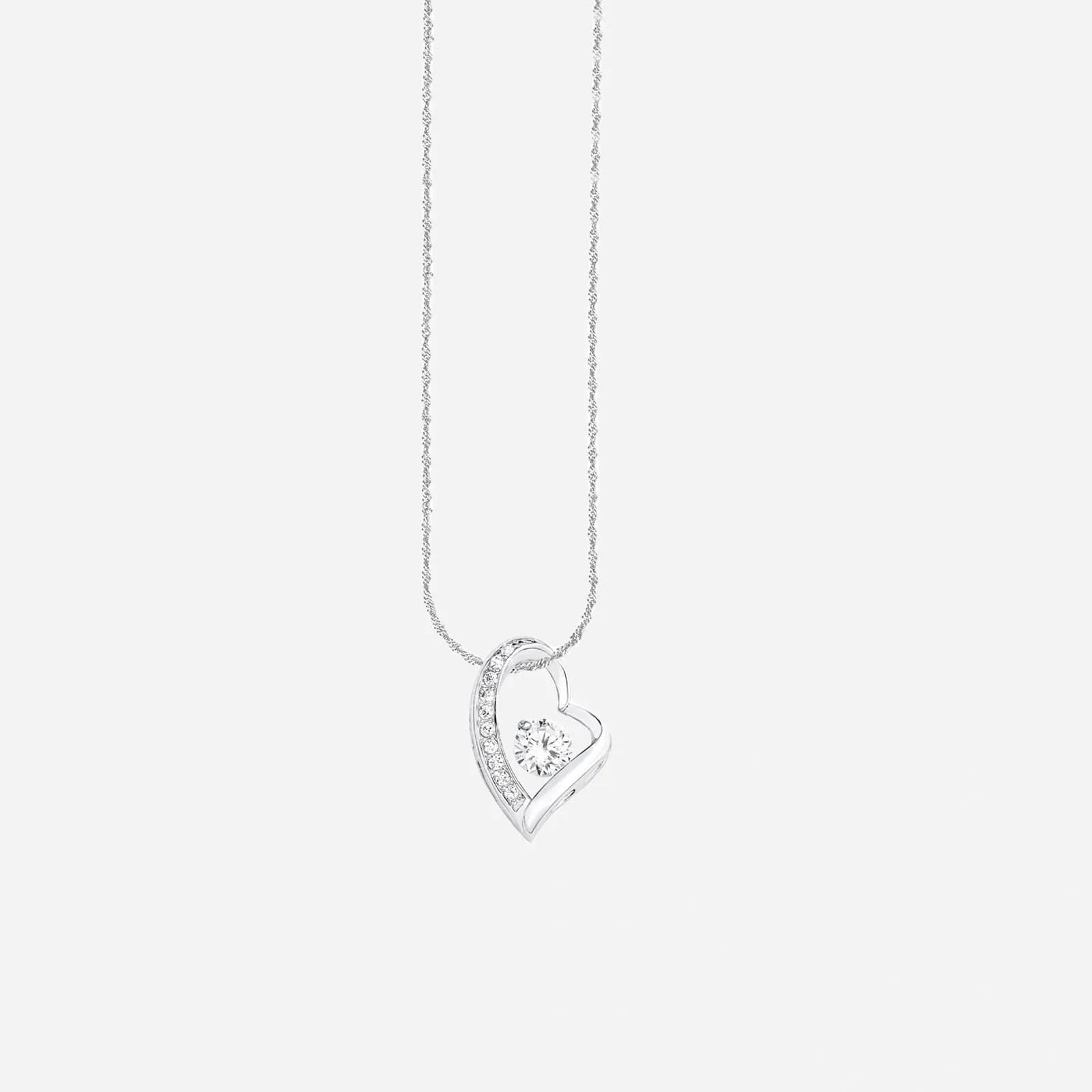 Silverhalsband, öppet hjärta med vit sten - 45 cm