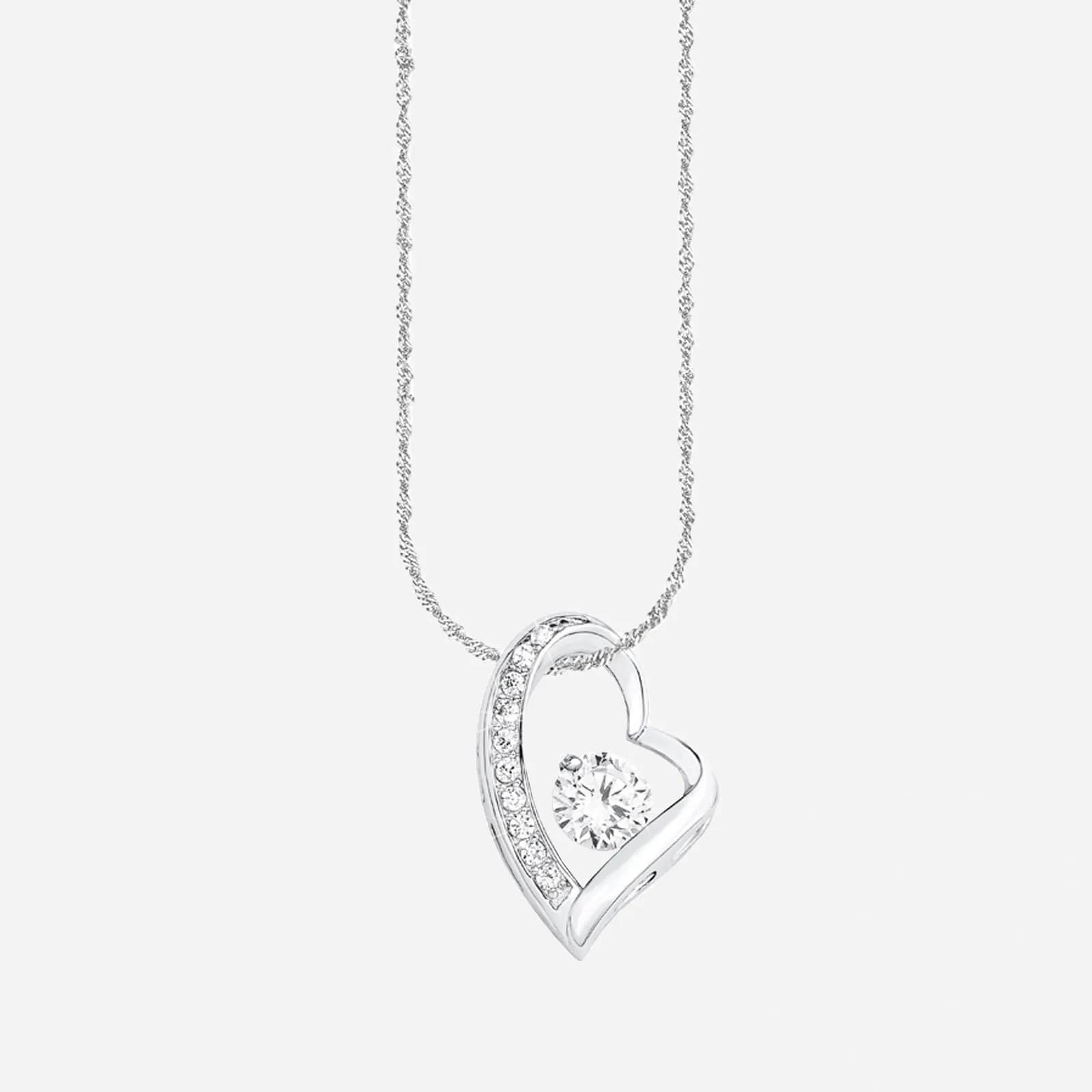 Silverhalsband, öppet hjärta med vit sten - 45 cm 2