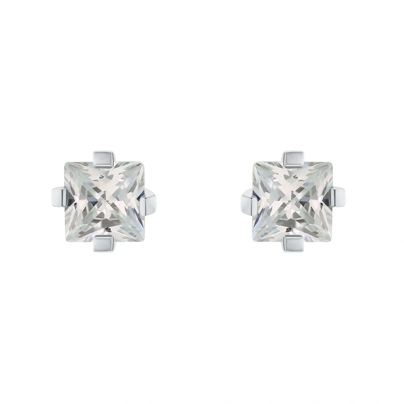Silverörhängen - kvadratiska Kubisk Zirkonia, 8 mm 3