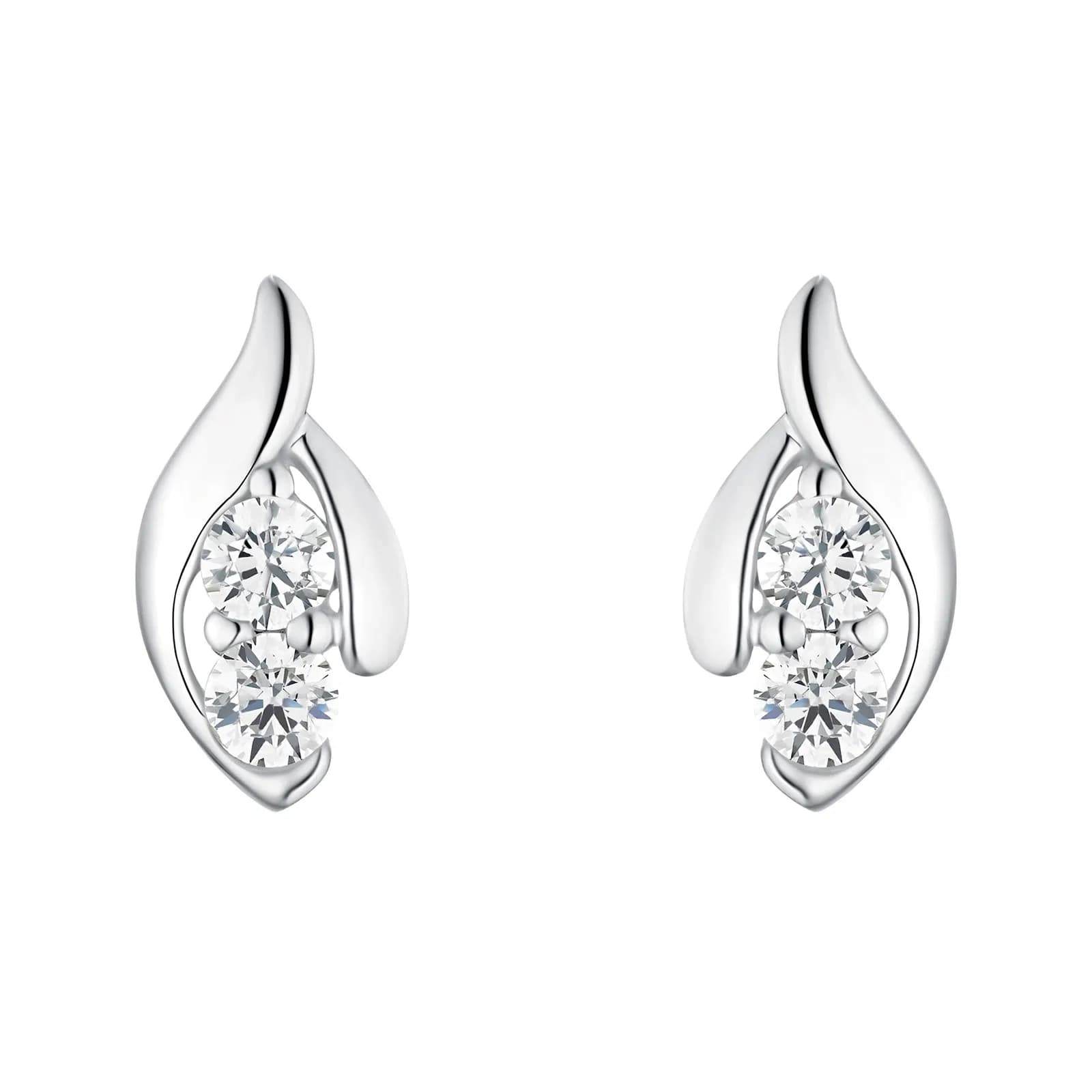 Silverörhängen - lövformade studs, 12 mm 3