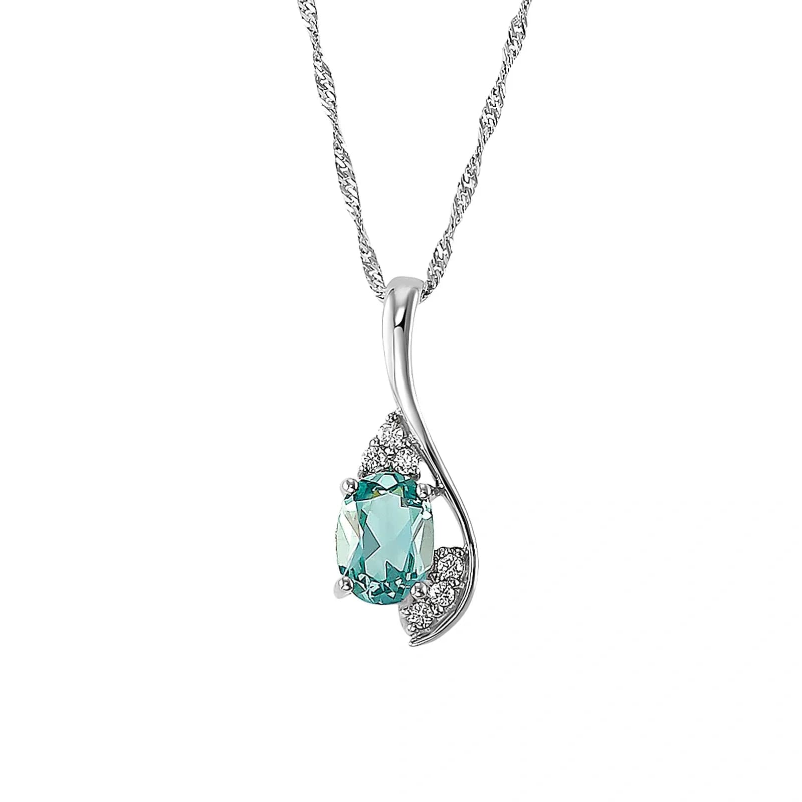 Silverhalsband - dropphänge, 45 cm