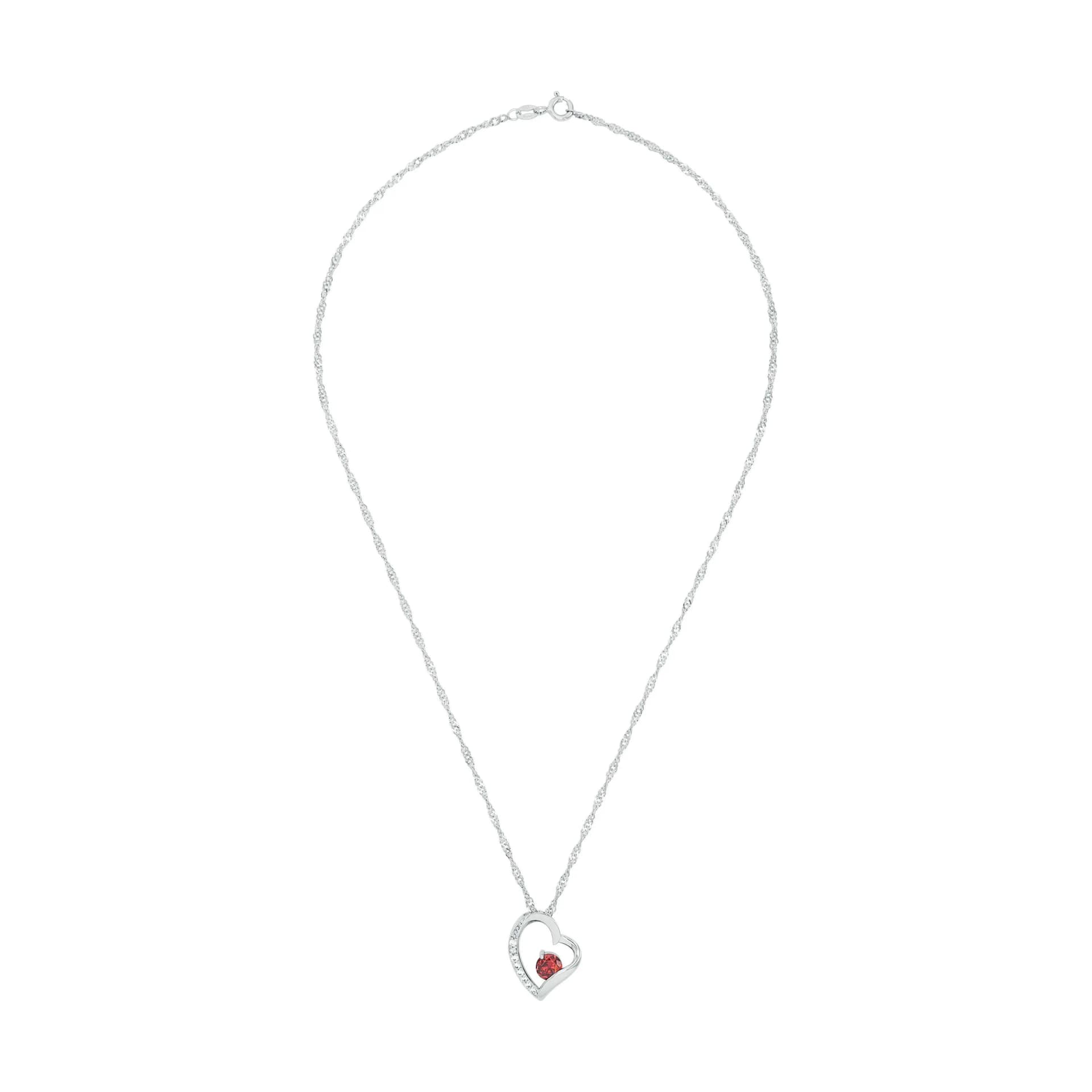 Halsband 925 Sterling Silver - hjärta & röd Zirkonia 2