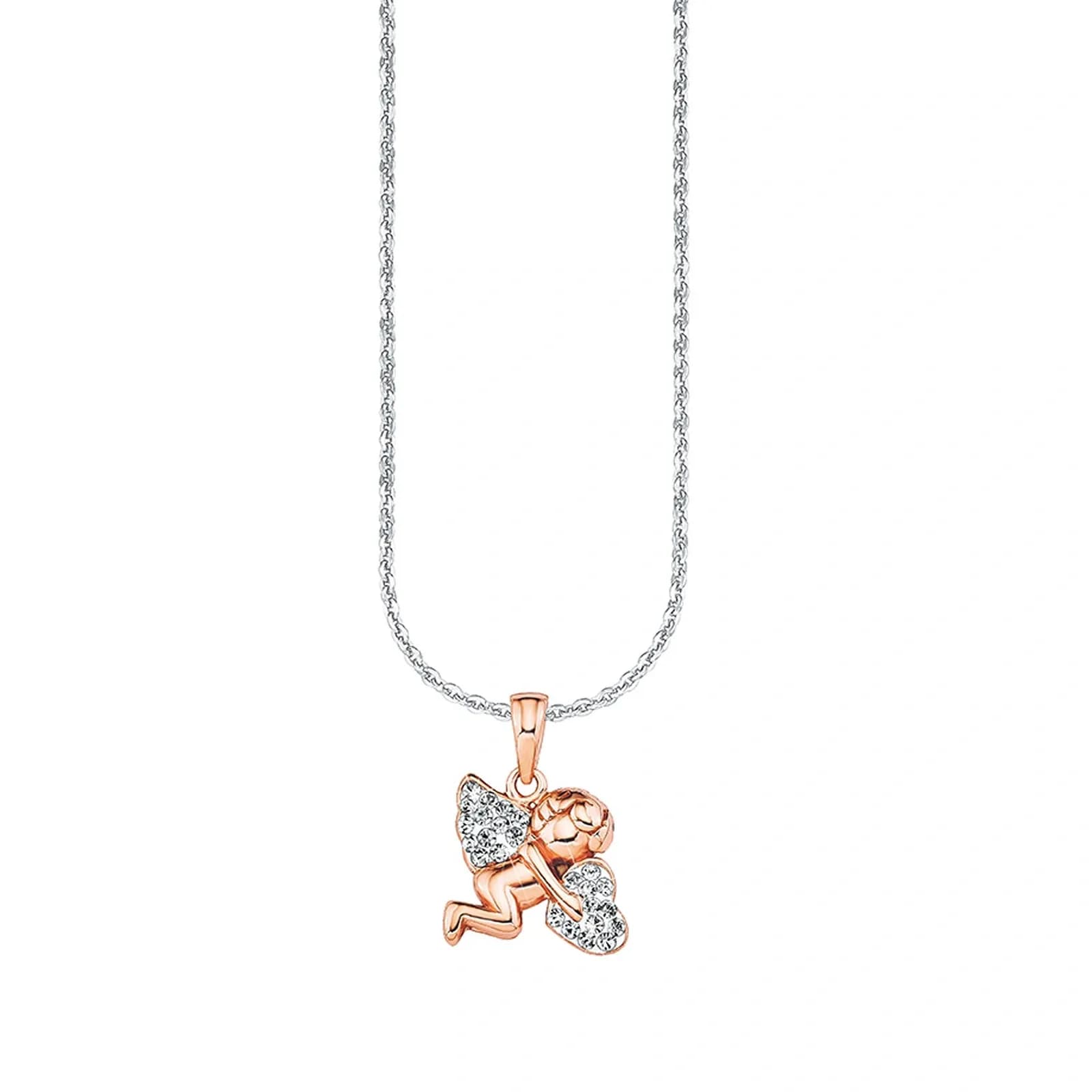 Silverhalsband, ängel med hjärta - 42 cm