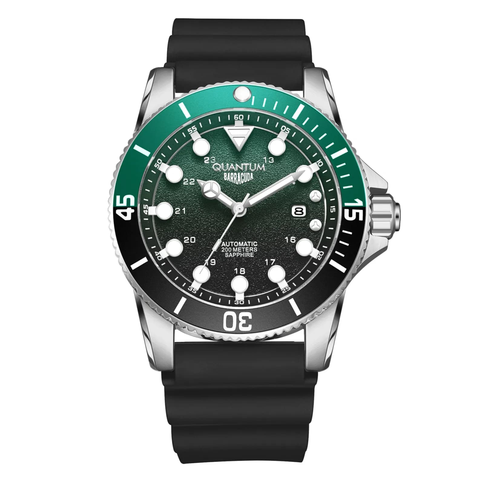 Quantum Automatic herr grön/stål, silikonband - BAR1115.371 1