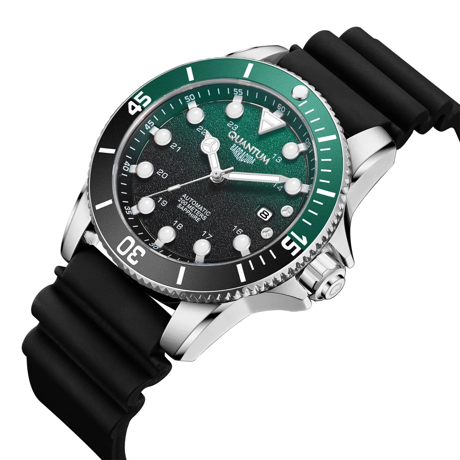 Quantum Automatic herr grön/stål, silikonband - BAR1115.371 5